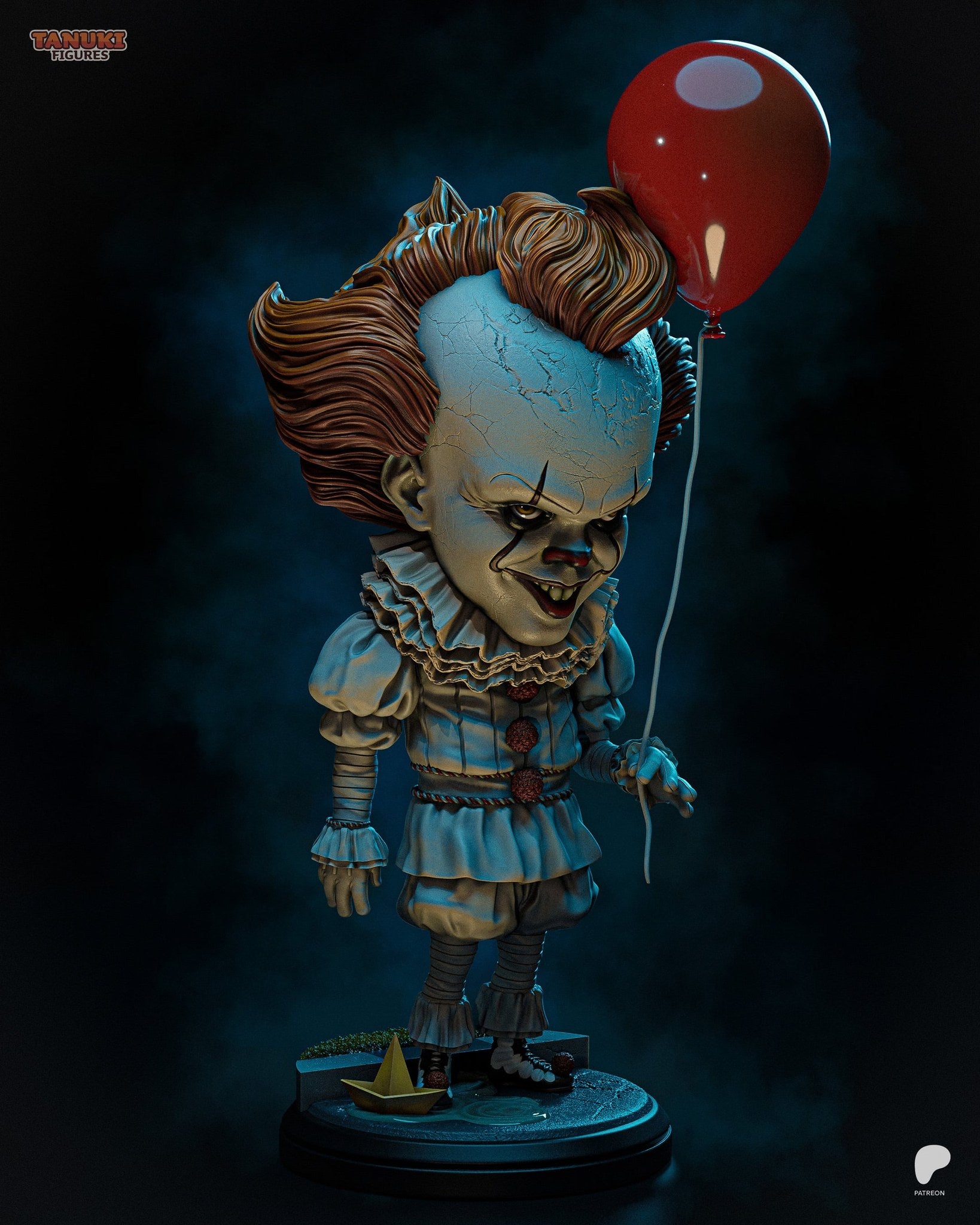 Pennywise (It) resin figure by Tanuki Figures — studio render 2