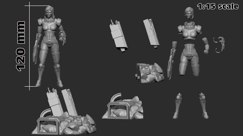 Commander Shepard (Mass Effect) resin figure by h3LLcreator — studio render 7