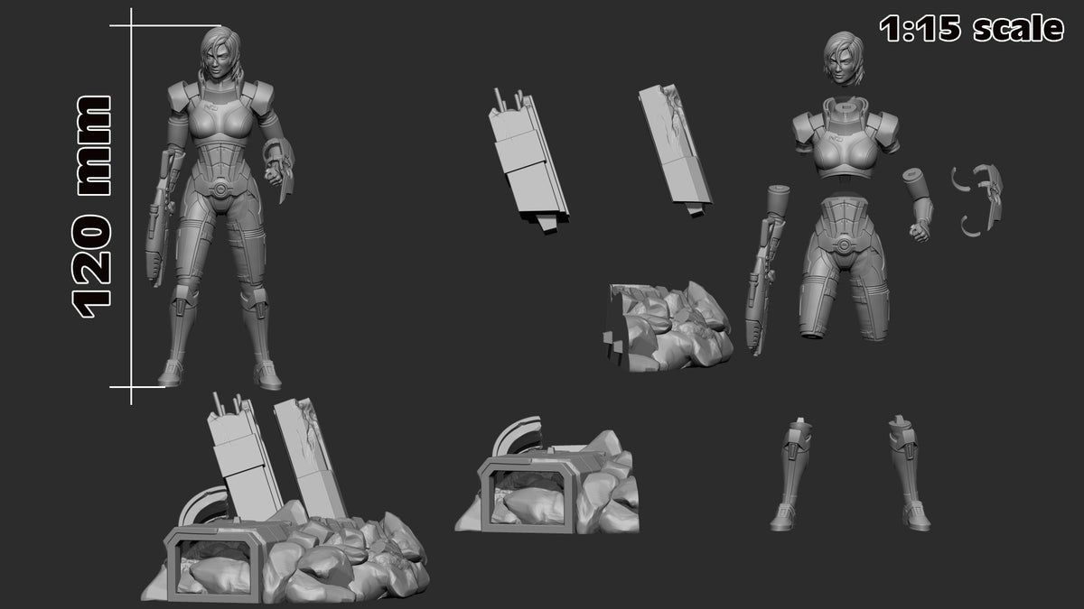 Commander Shepard (Mass Effect) resin figure by h3LLcreator — studio render 7