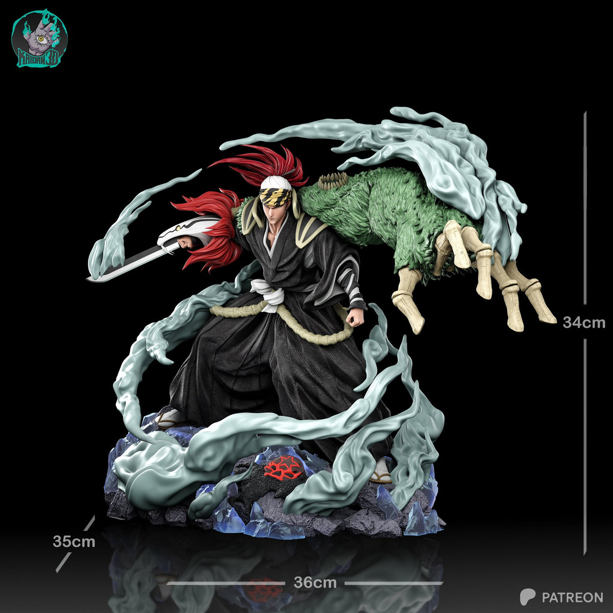 Renji Abarai (Bleach) resin figure by Kaidan 3D — studio render 7