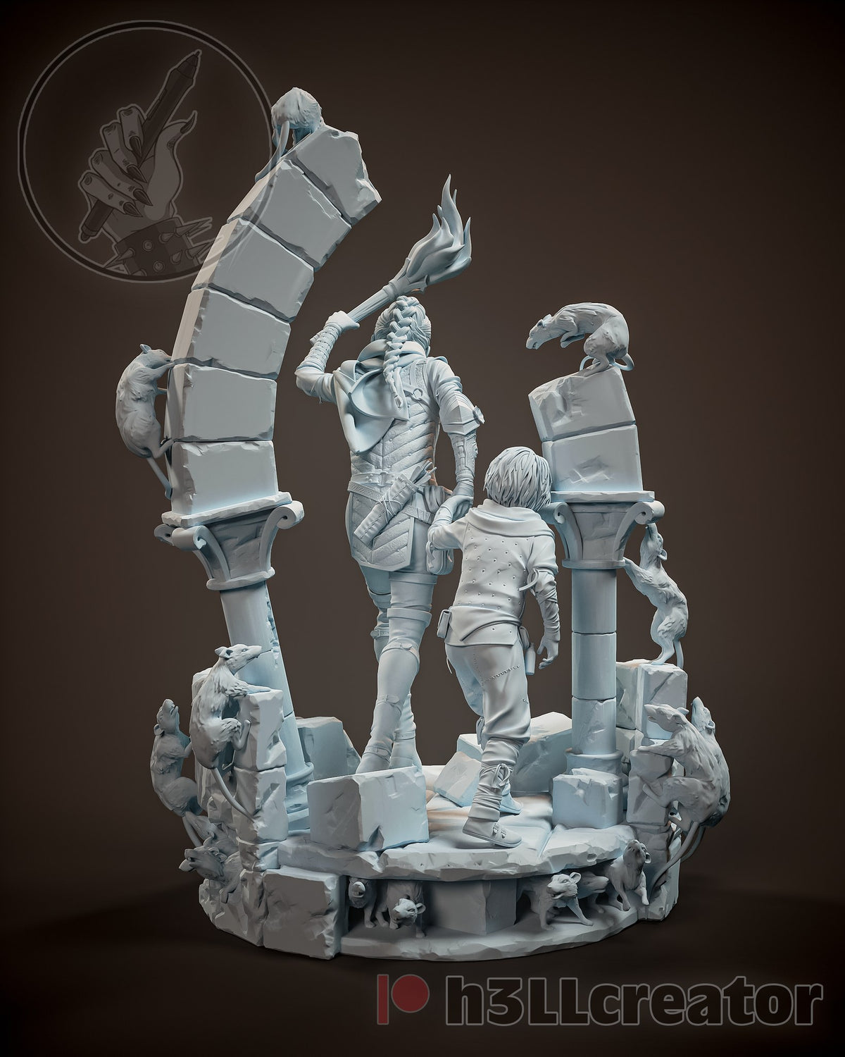Amicia and Hugo (A Plague Tale) resin figure by h3LLcreator — studio render 7