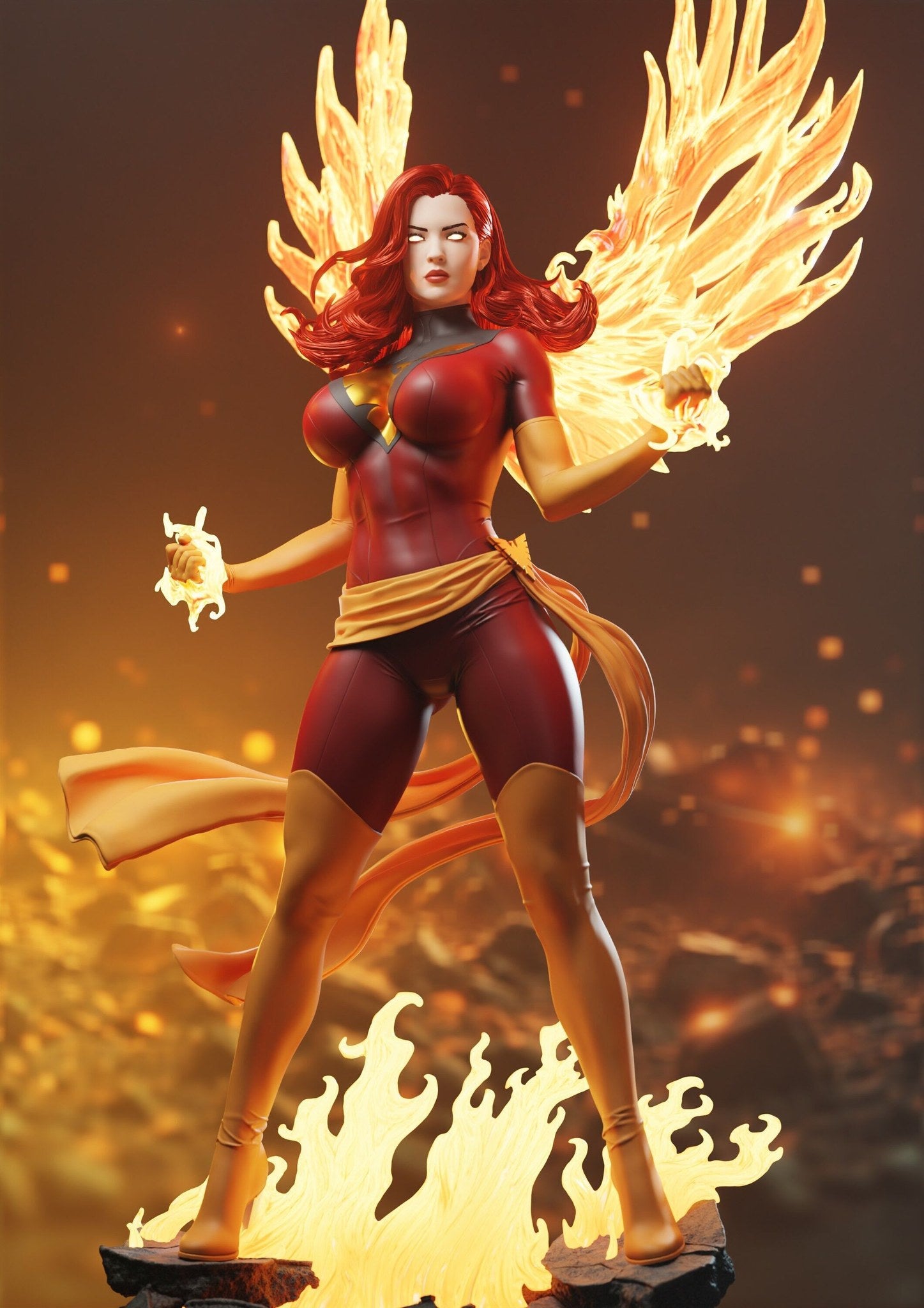 Jean Grey (Marvel) resin figure by Abe3D — studio render 3
