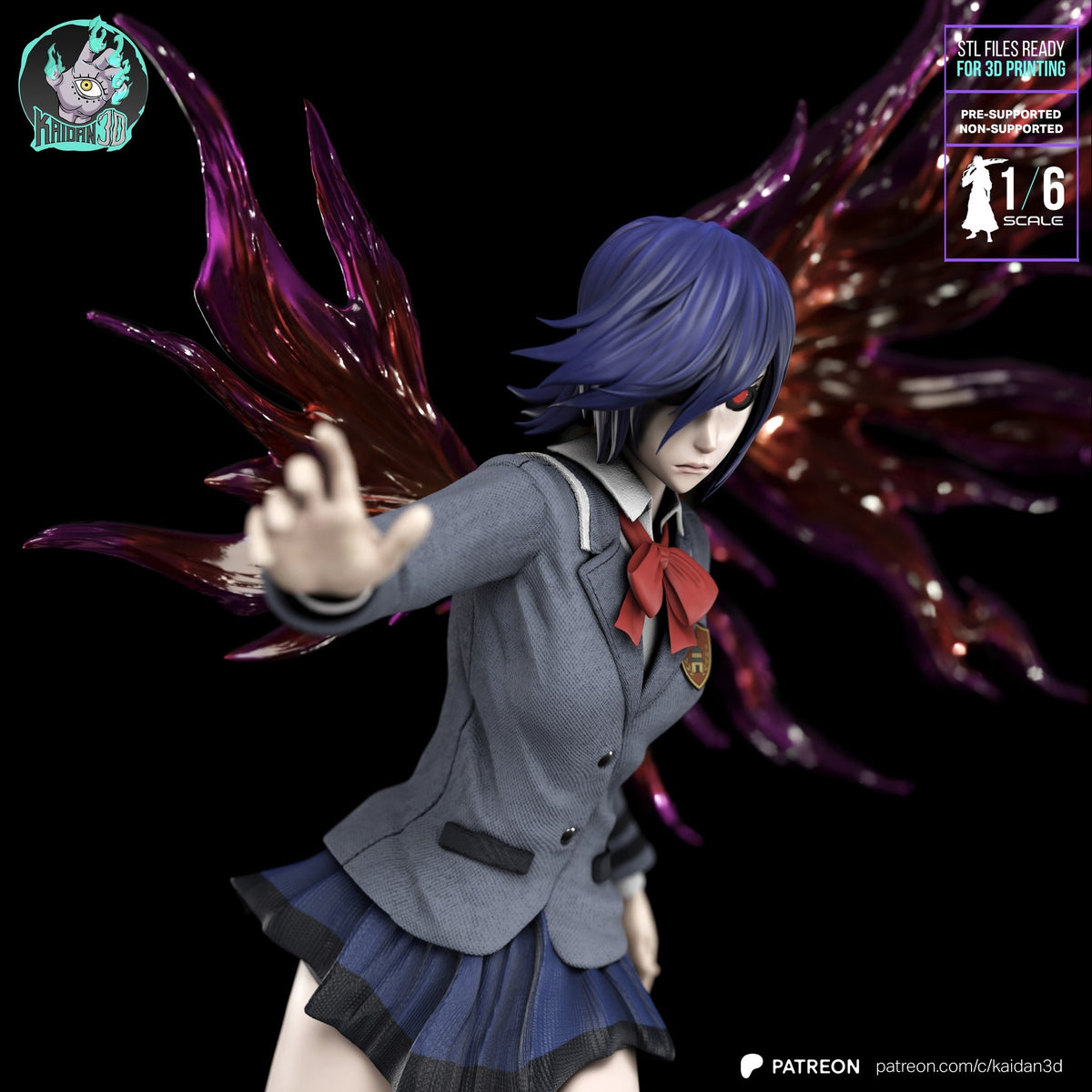 Touka Kirishima (Tokyo Ghoul) resin figure by Kaidan 3D — studio render 3