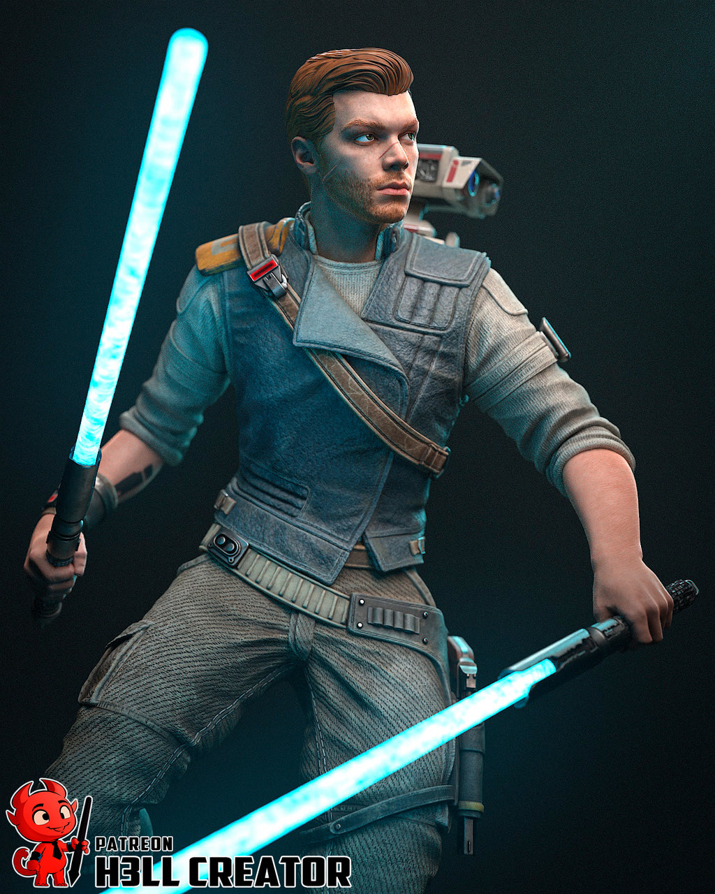 Cal Kestis (Star Wars) resin figure by h3LLcreator — studio render 4