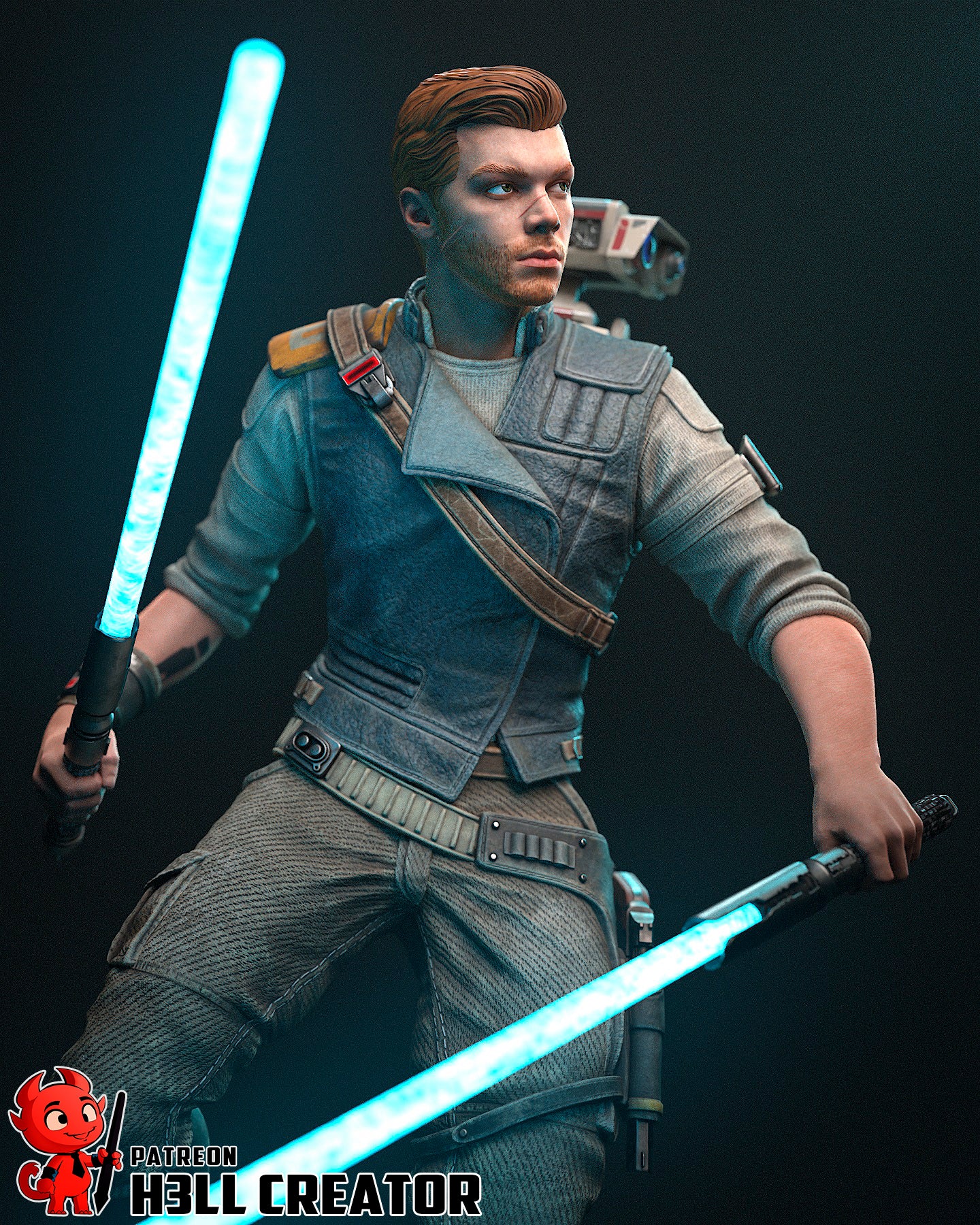 Cal Kestis (Star Wars) resin figure by h3LLcreator — studio render 4