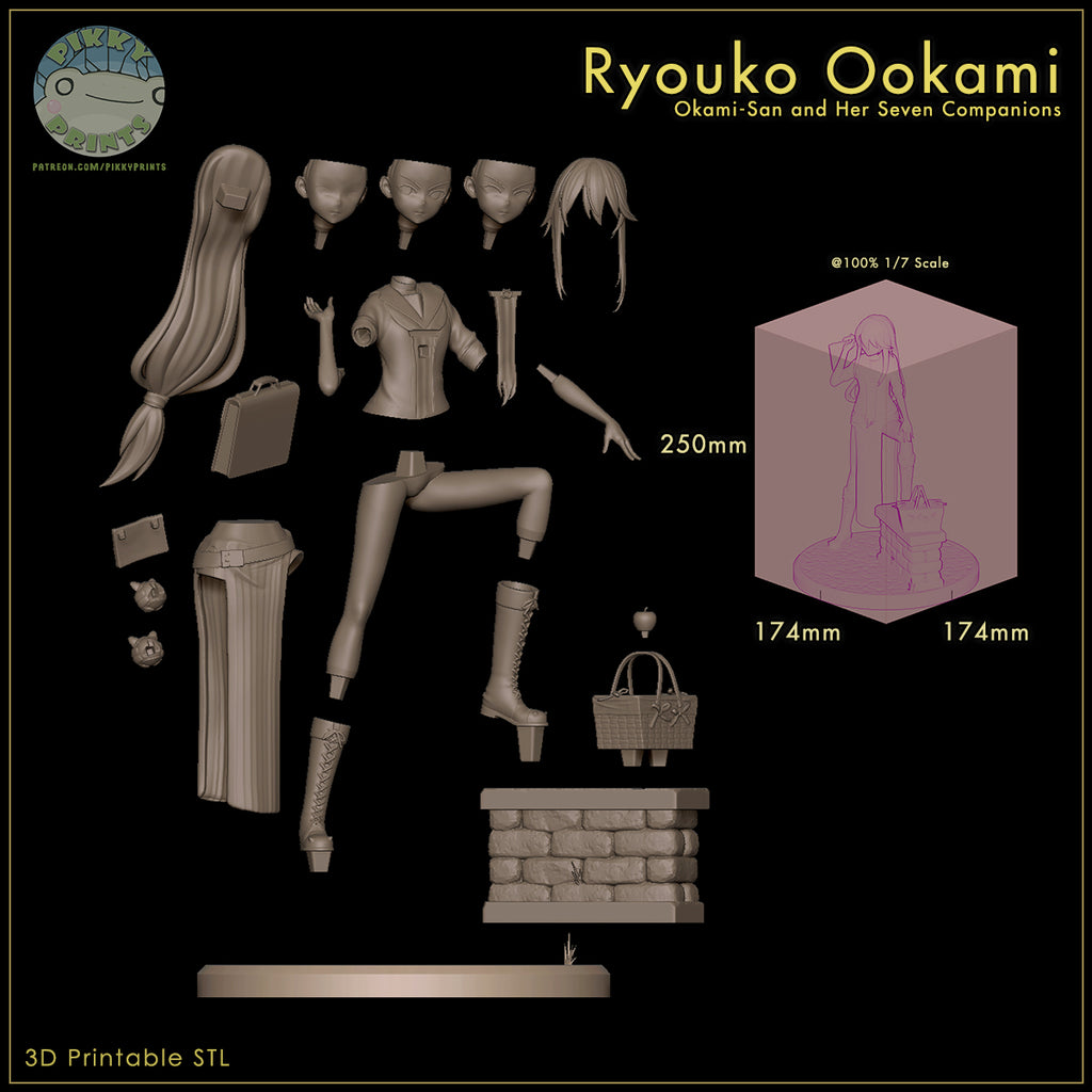 Ryouko Ookami (Okami-san and Her Seven Companions) resin figure by PikkyPrints — studio render 8