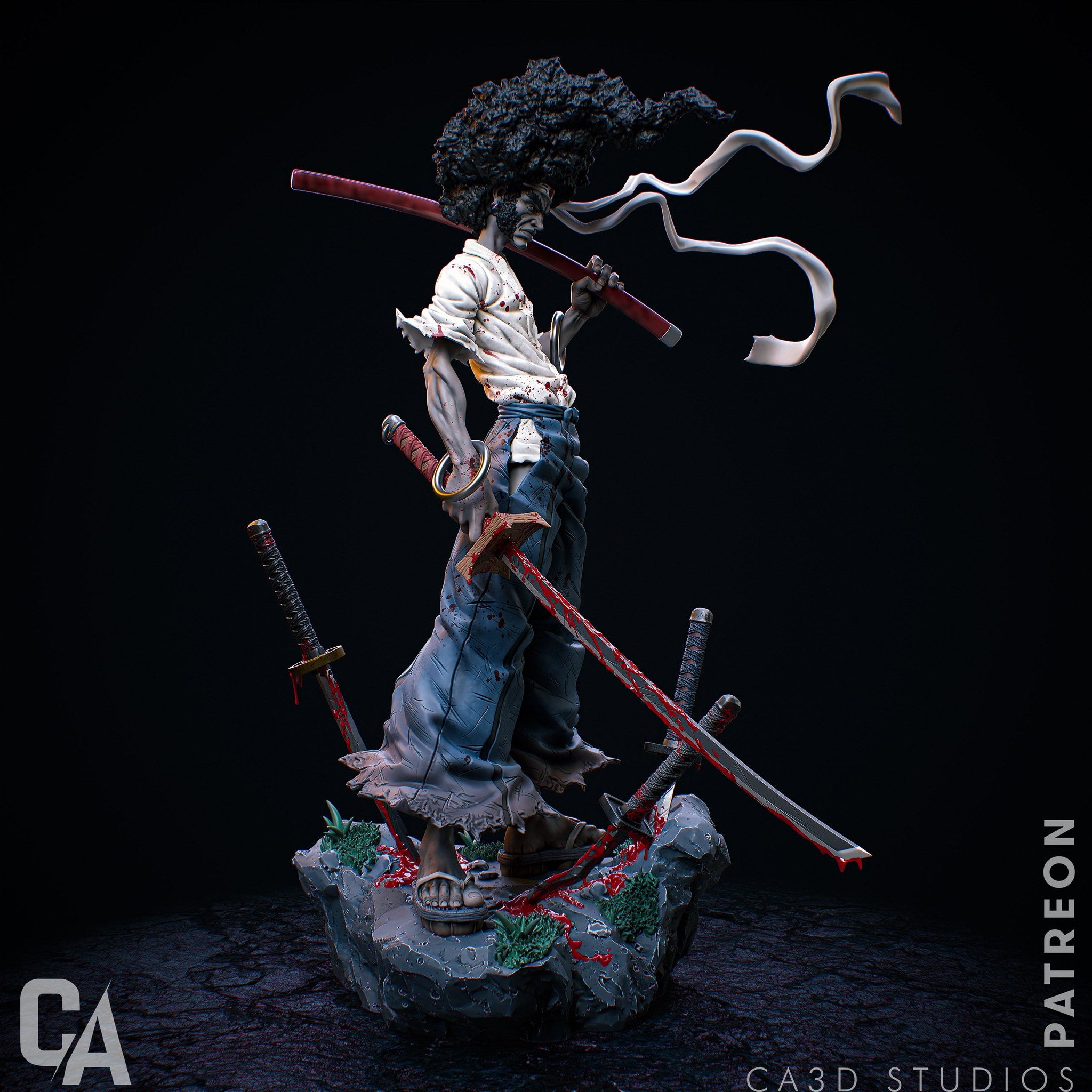 Afro Samurai resin figure by CA 3D Studios — studio preview 2