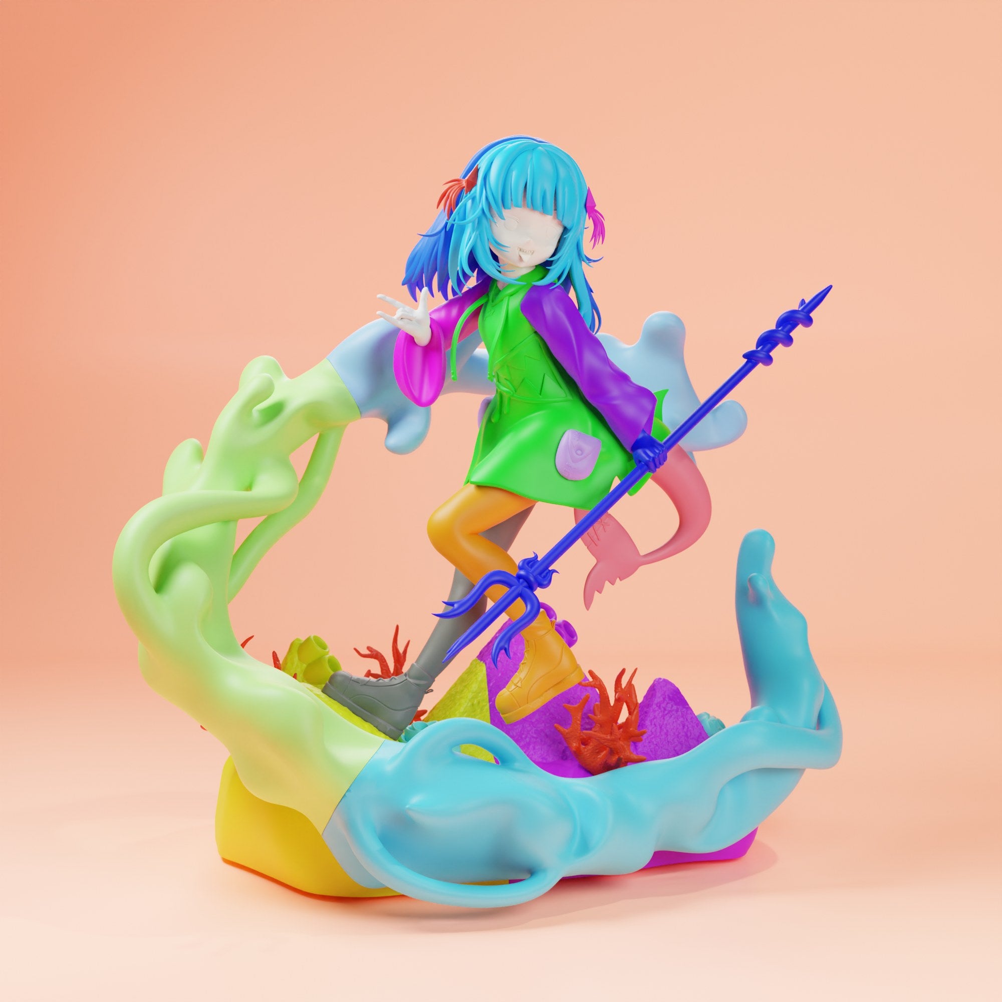 Gawr Gura (Hololive) resin figure by RemyJF — studio render 2