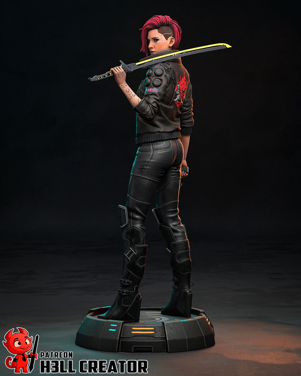 Female V (Cyberpunk 2077) resin figure by h3LLcreator — studio render 3