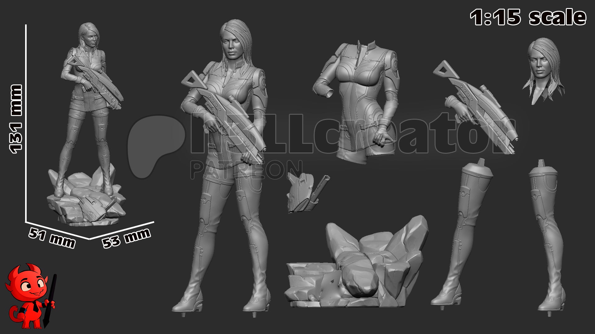 Ashley Williams (Mass Effect) resin figure by h3LLcreator — studio render 15