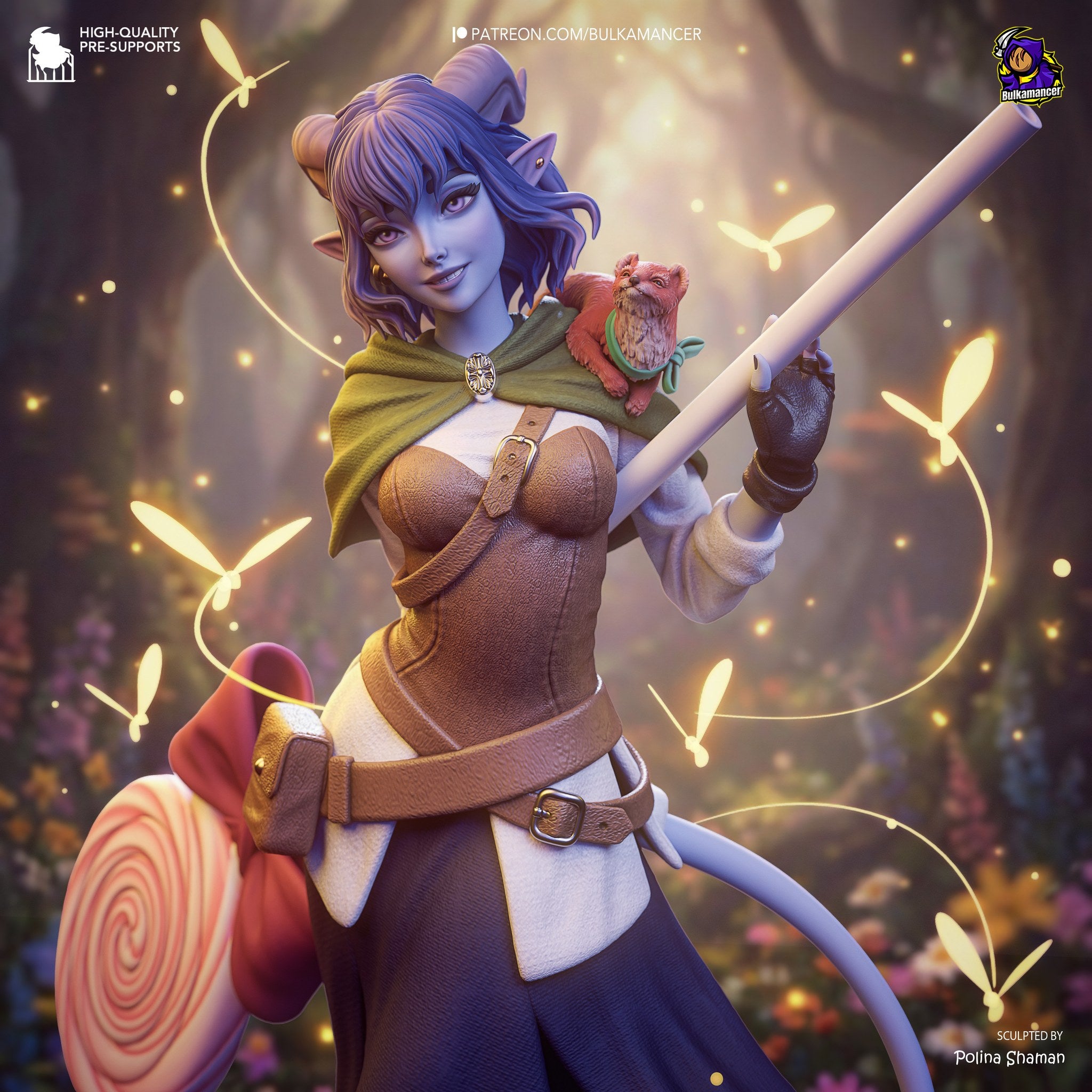 Jester Lavorre (Critical Role) resin figure by Bulkamancer — studio render 1