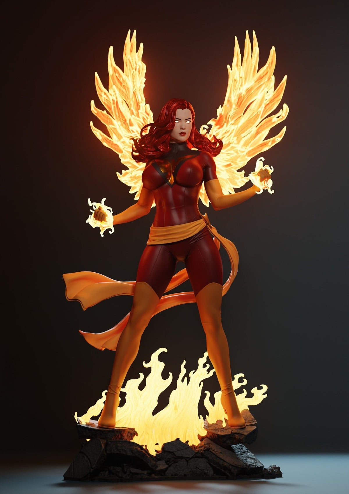 Jean Grey (Marvel) resin figure by Abe3D — studio render 7