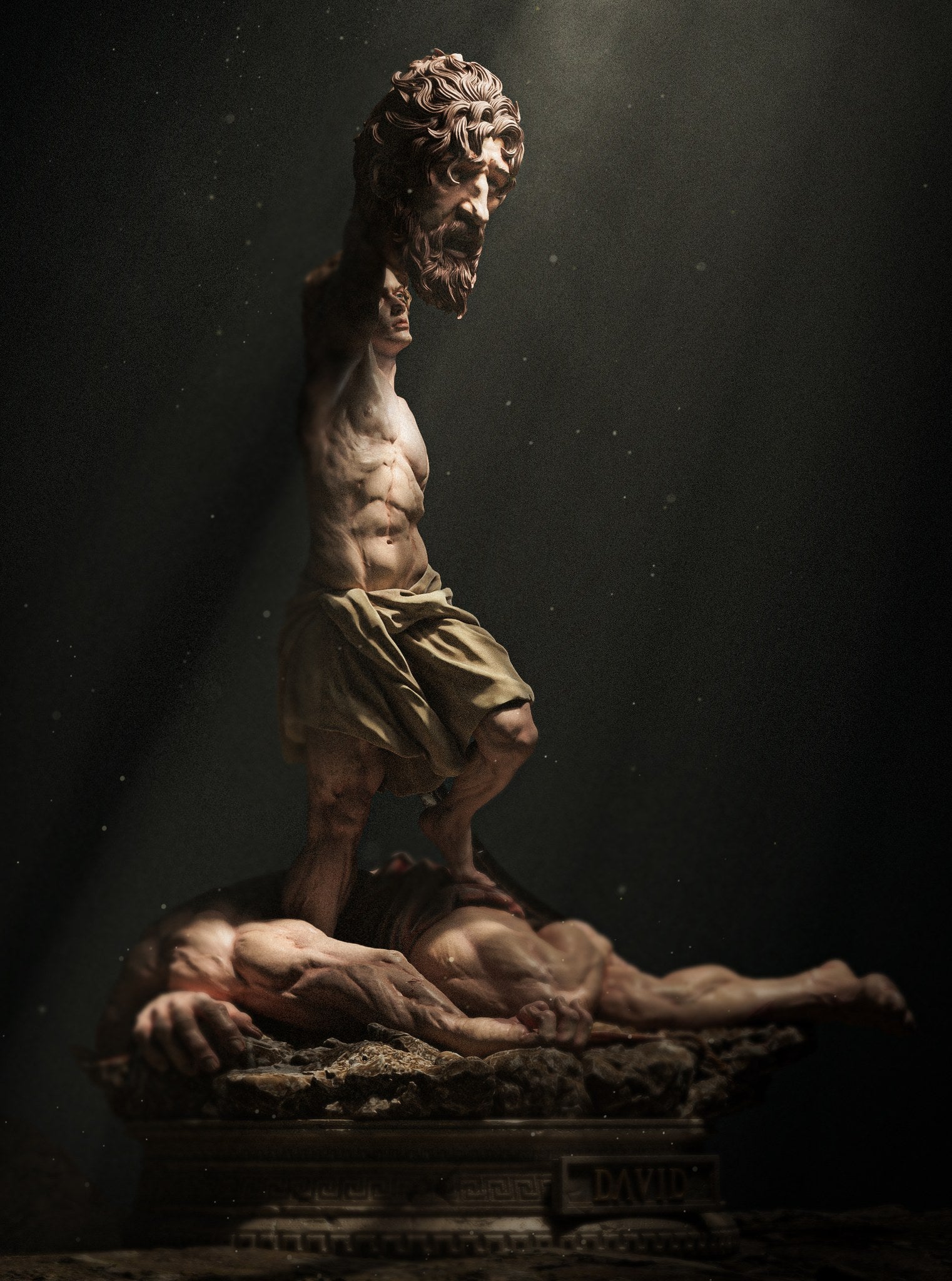 David and Goliath — studio render 3