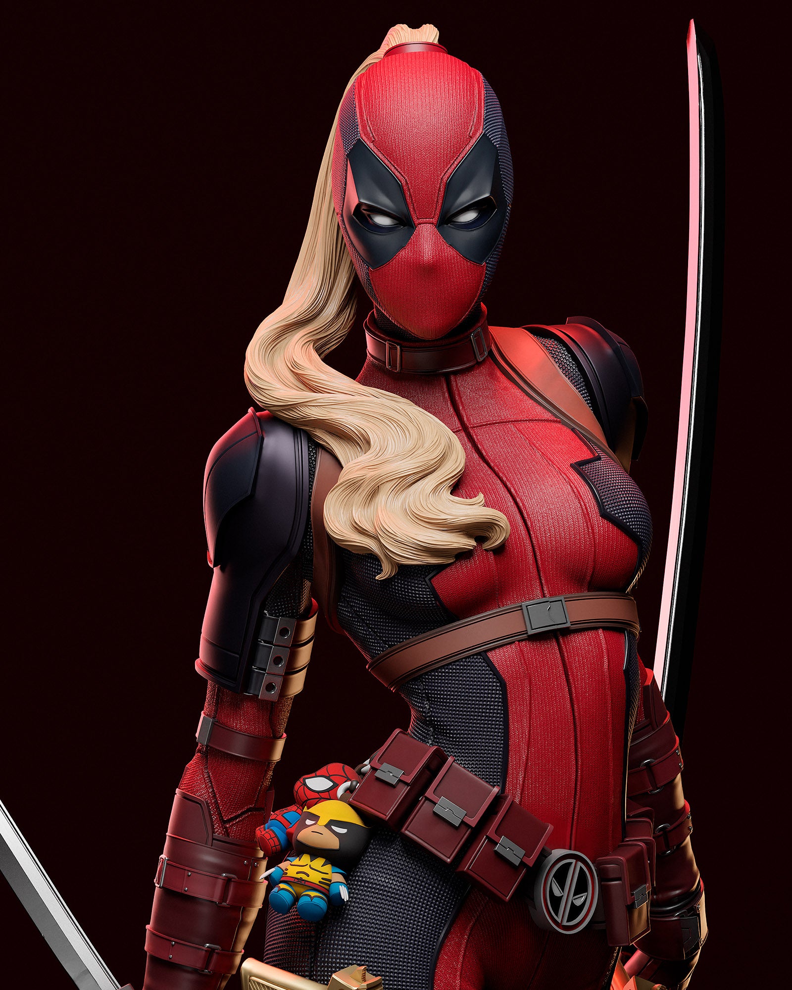 Lady Deadpool (Marvel) resin figure by Abe3D — studio render 2