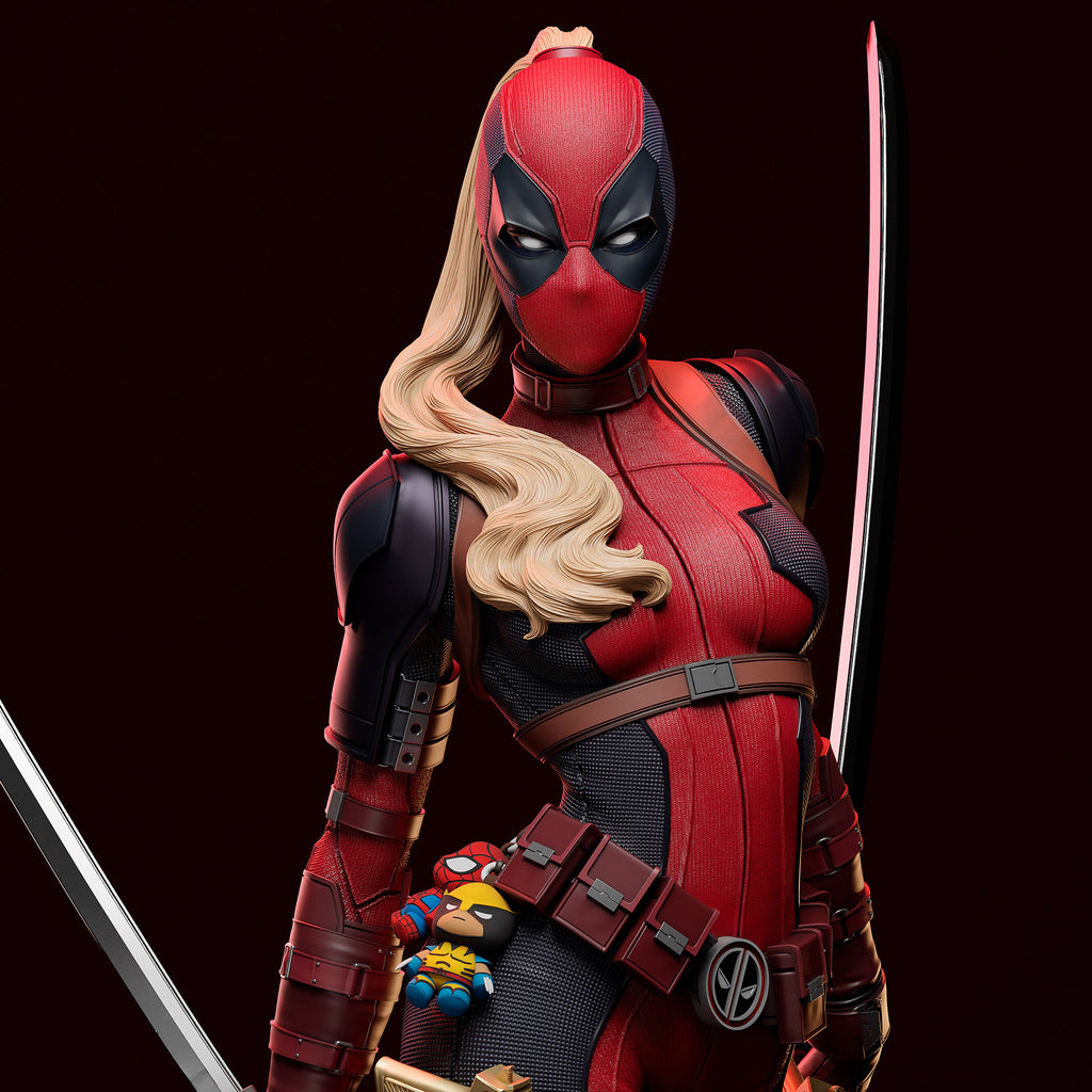 Lady Deadpool (Marvel) resin figure by Abe3D — studio render 2