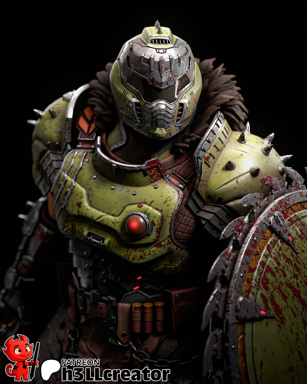 Doom Guy (Doom) resin figure by h3LLcreator — studio render 1