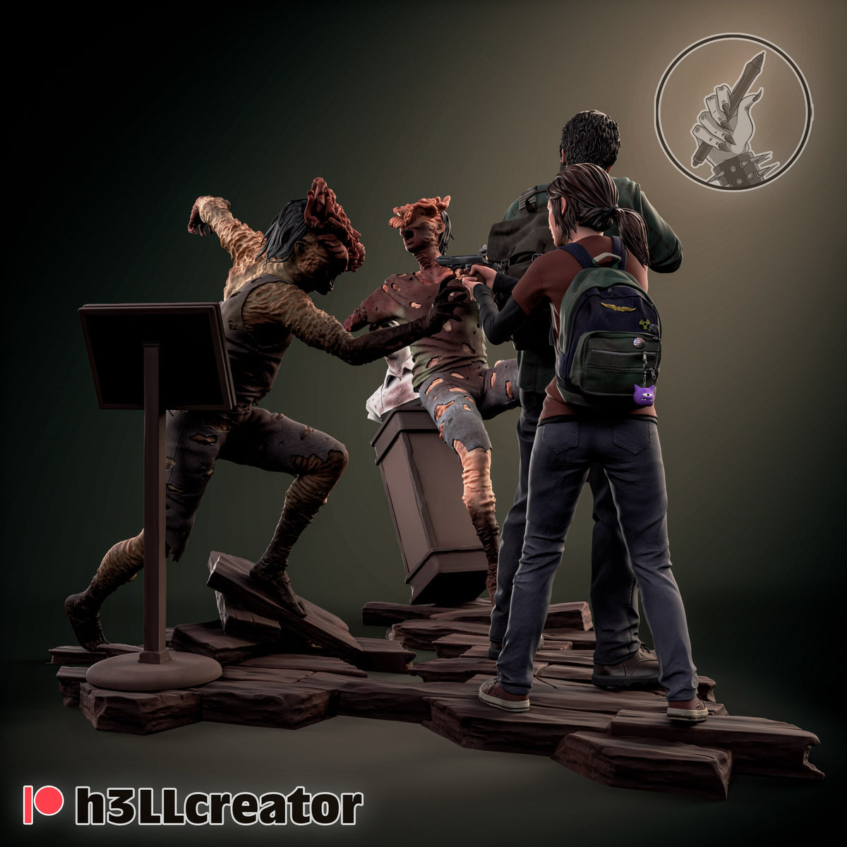Joel and Ellie (The Last of Us) resin figure by h3LLcreator — studio render 4