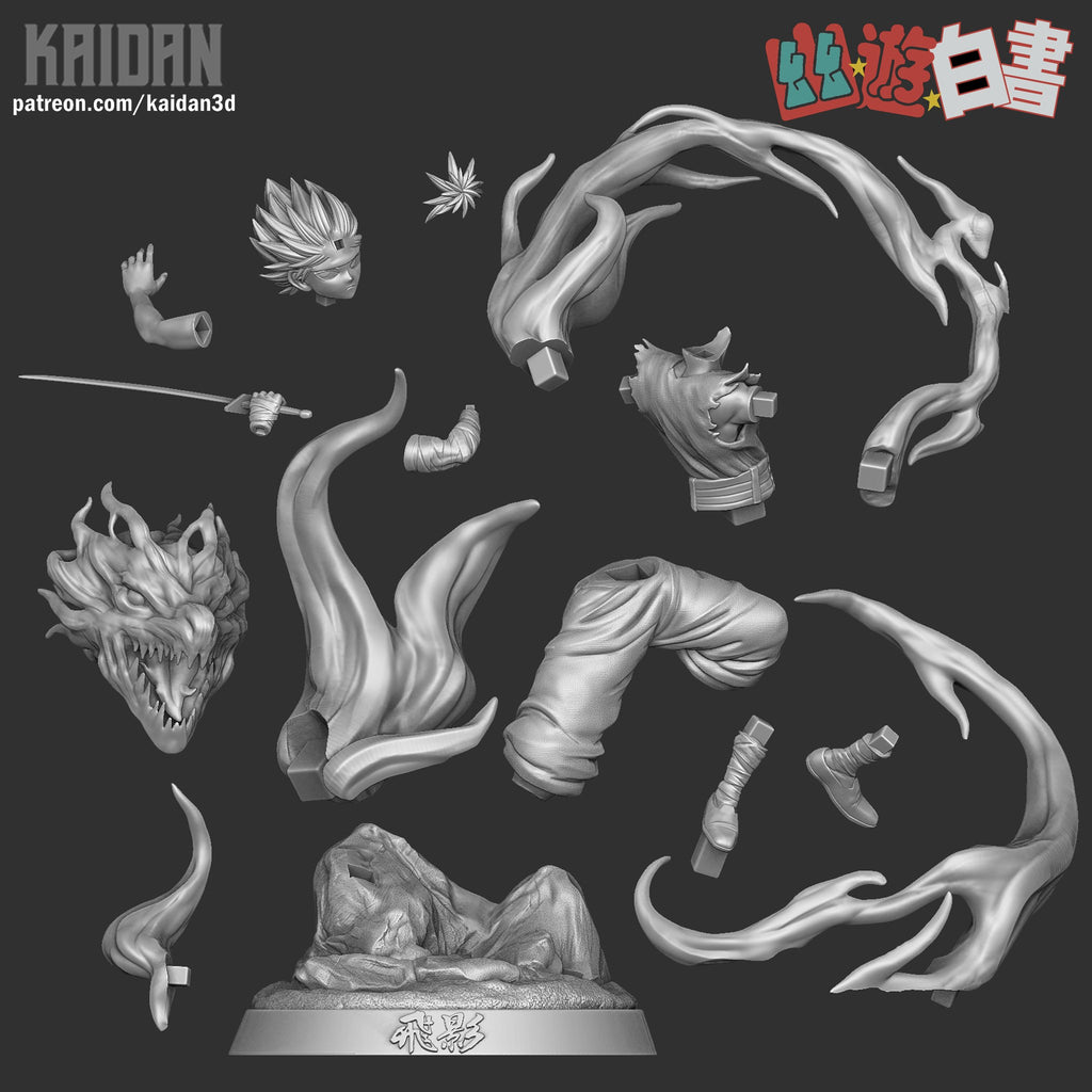 Hiei (YuYu Hakusho) resin figure by Kaidan 3D — studio render 5