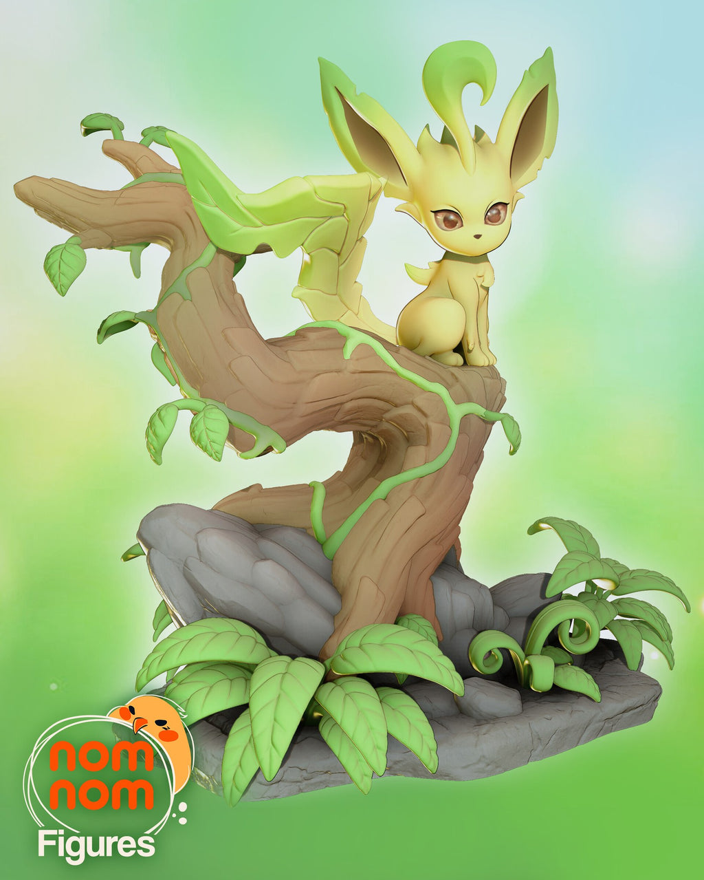 Leafeon Pokemon resin figure by NomNom Figures — studio preview 1