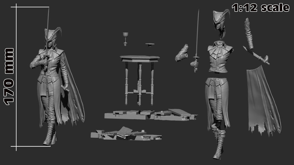 Lady Maria (Bloodborne) resin figure by h3LLcreator — studio render 7