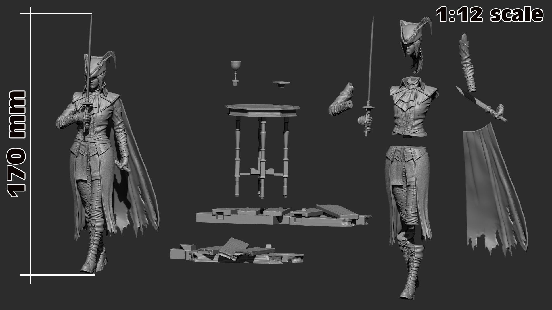 Lady Maria (Bloodborne) resin figure by h3LLcreator — studio render 7