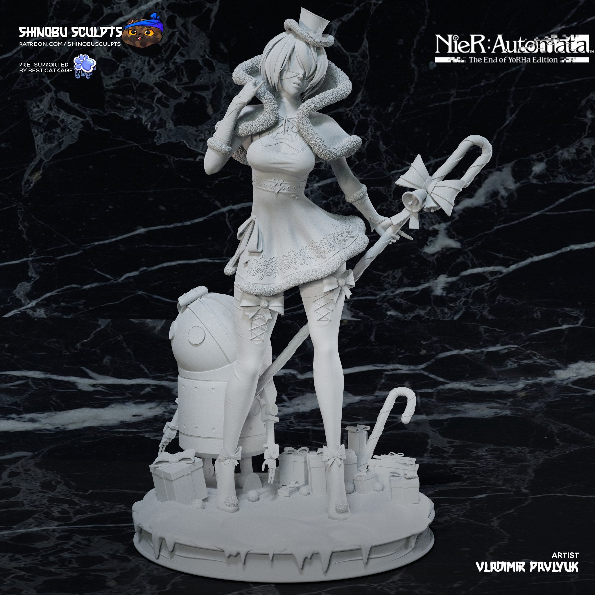 2B (NieR Automata) resin figure by Shinobu Sculpts — studio render 8