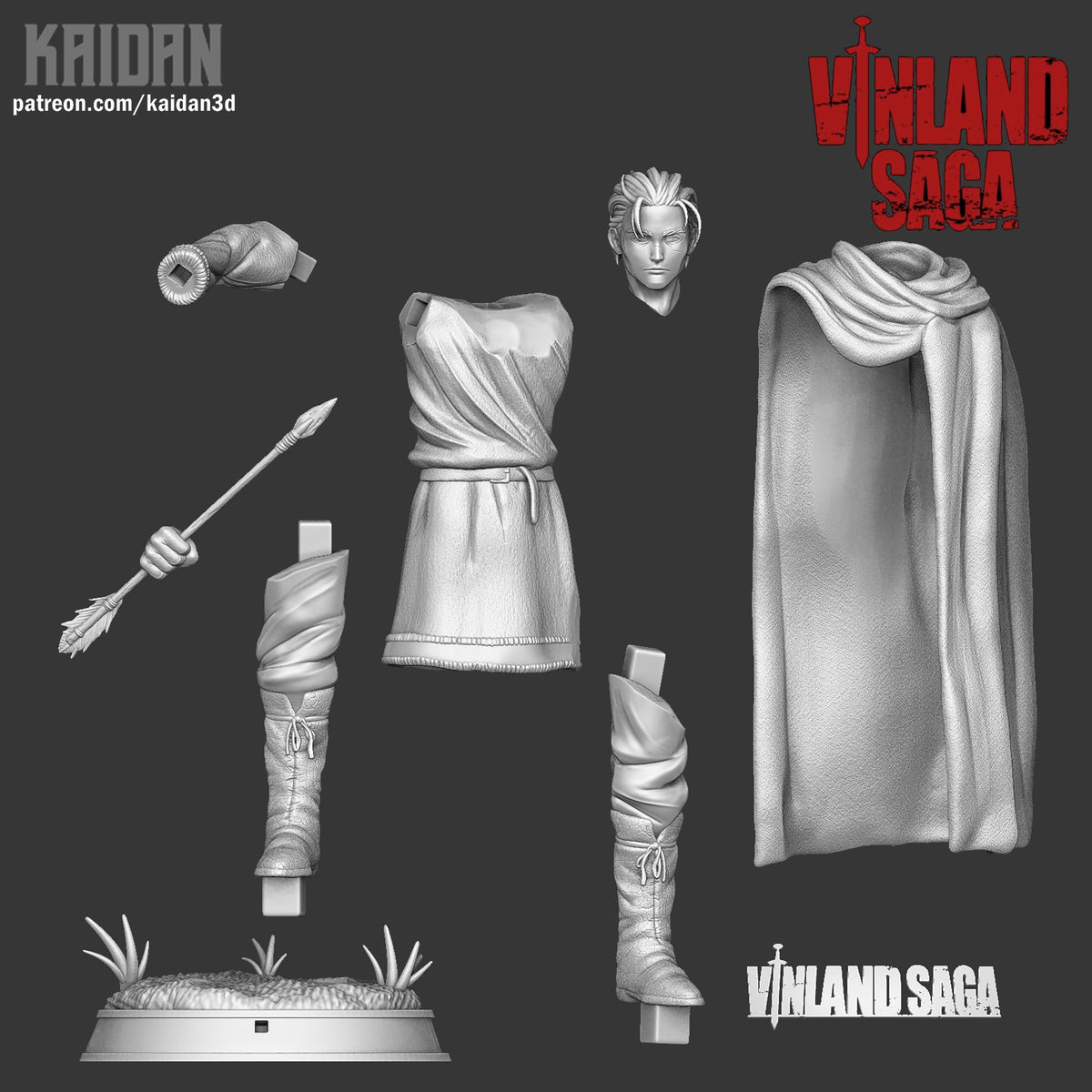 Thorfinn (Vinland Saga) resin figure by Kaidan 3D — studio render 3