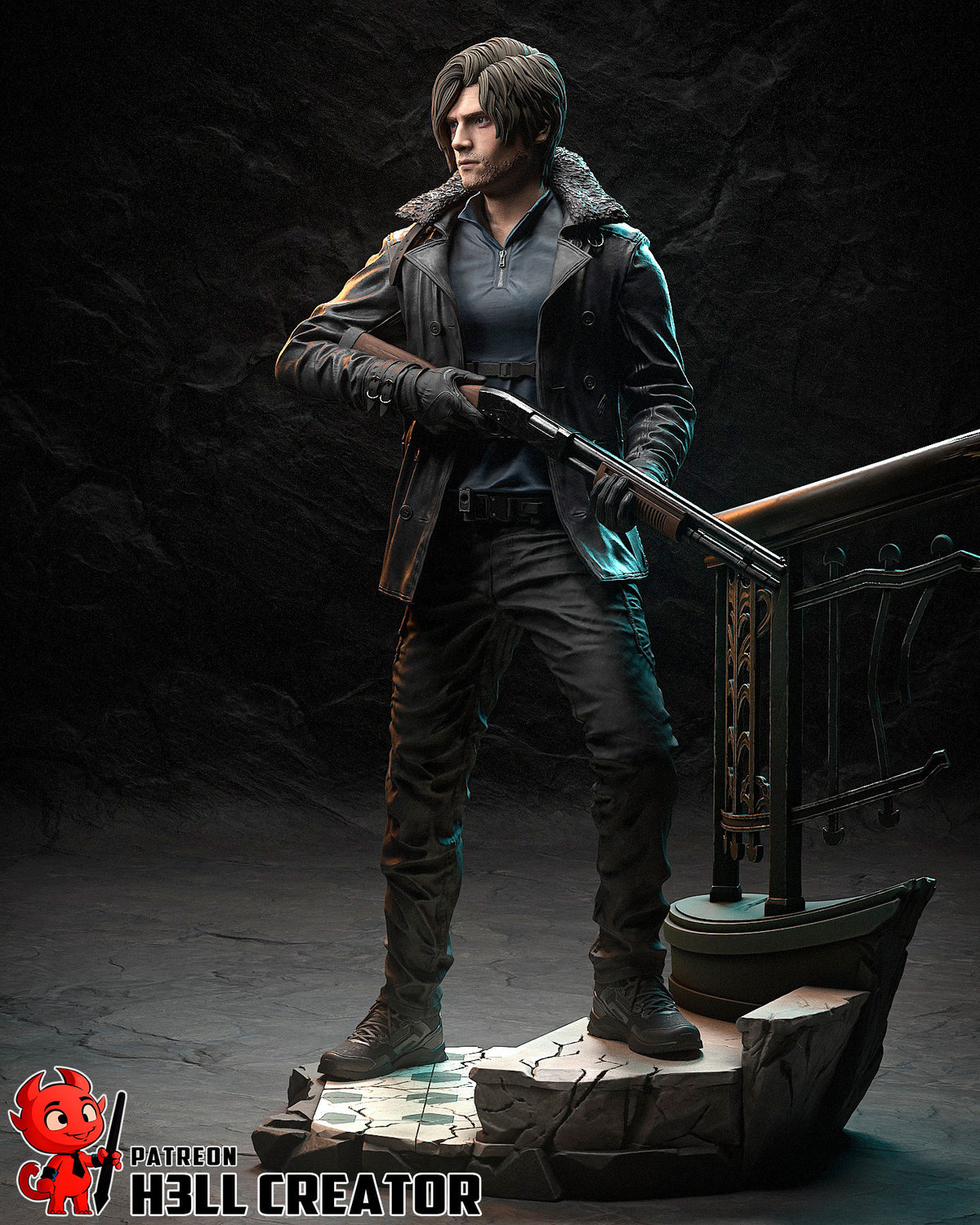 Leon S. Kennedy (Resident Evil) resin figure by h3LLcreator — studio render 7