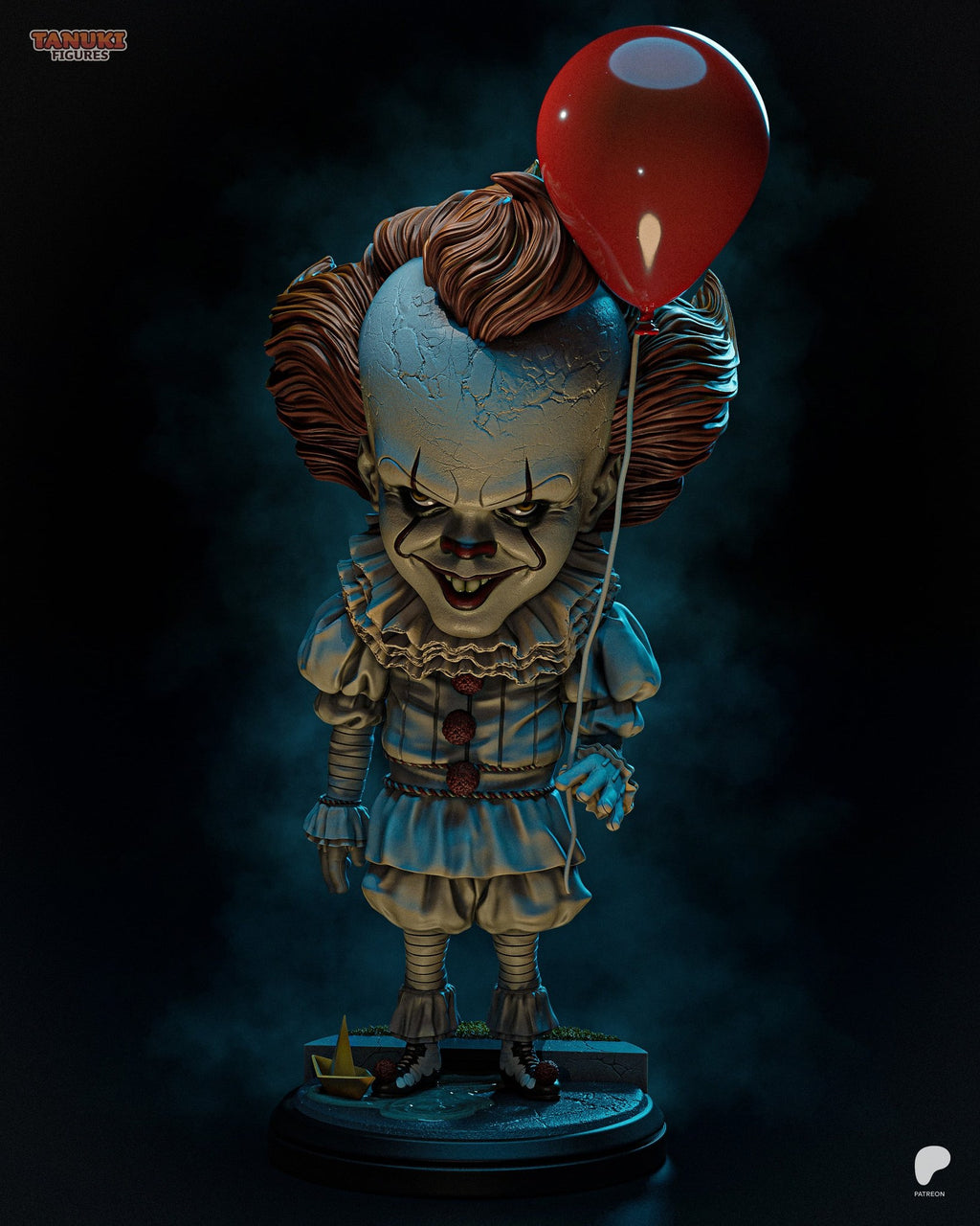 Pennywise (It) resin figure by Tanuki Figures — studio render 1