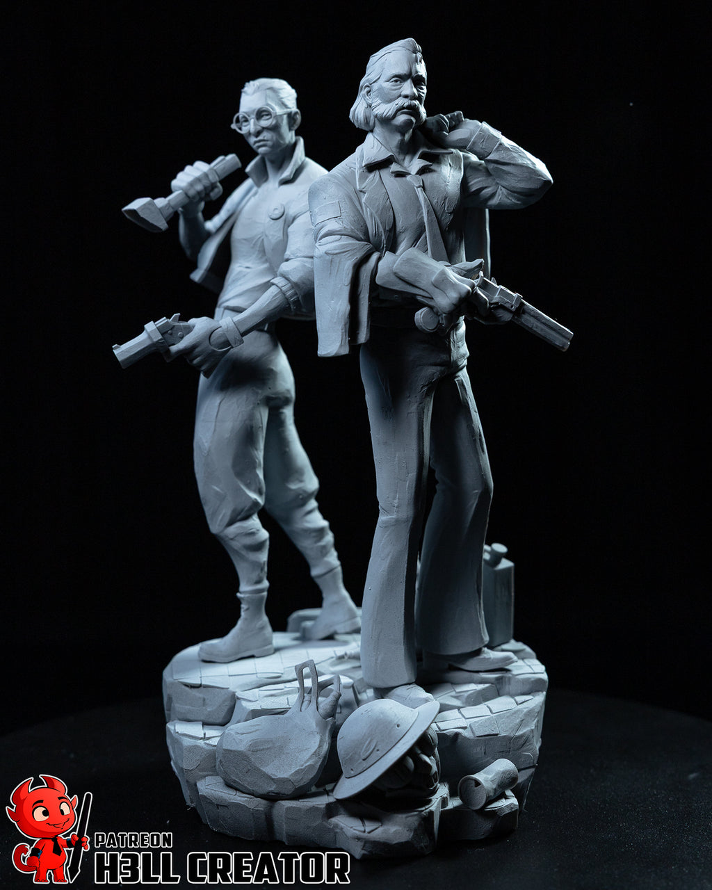 Harry and Kim (Disco Elysium) resin figure by h3LLcreator — studio render 4