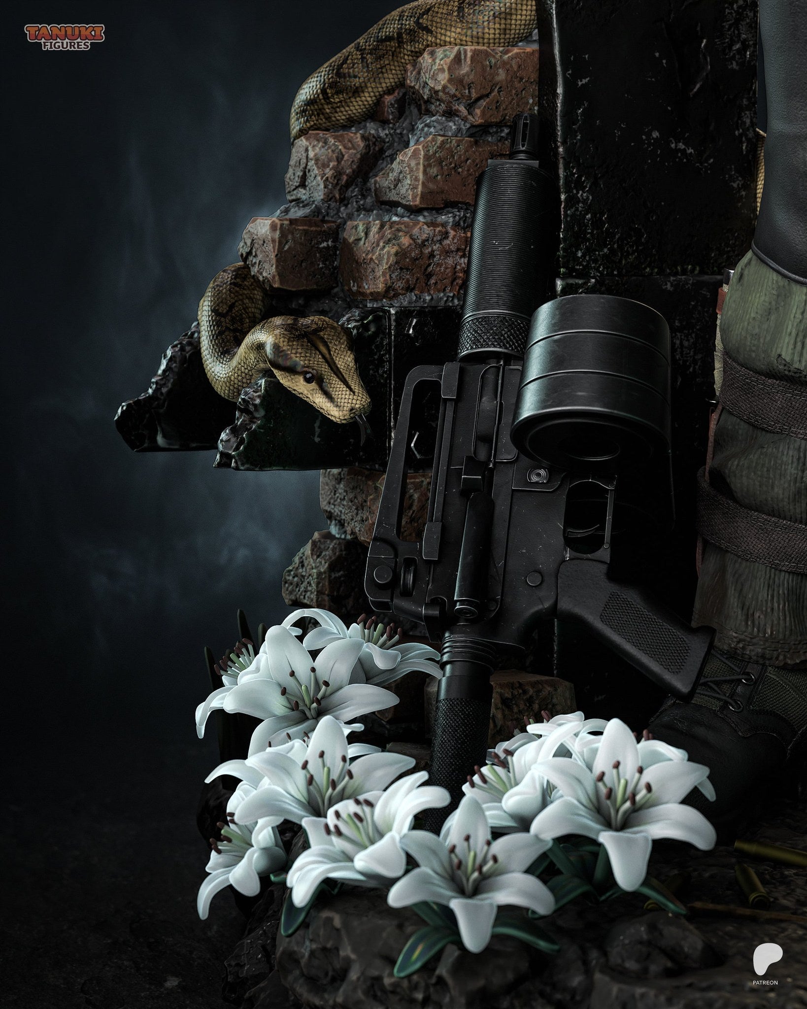 Big Boss (Metal Gear Solid) resin figure by Tanuki Figures — studio render 4