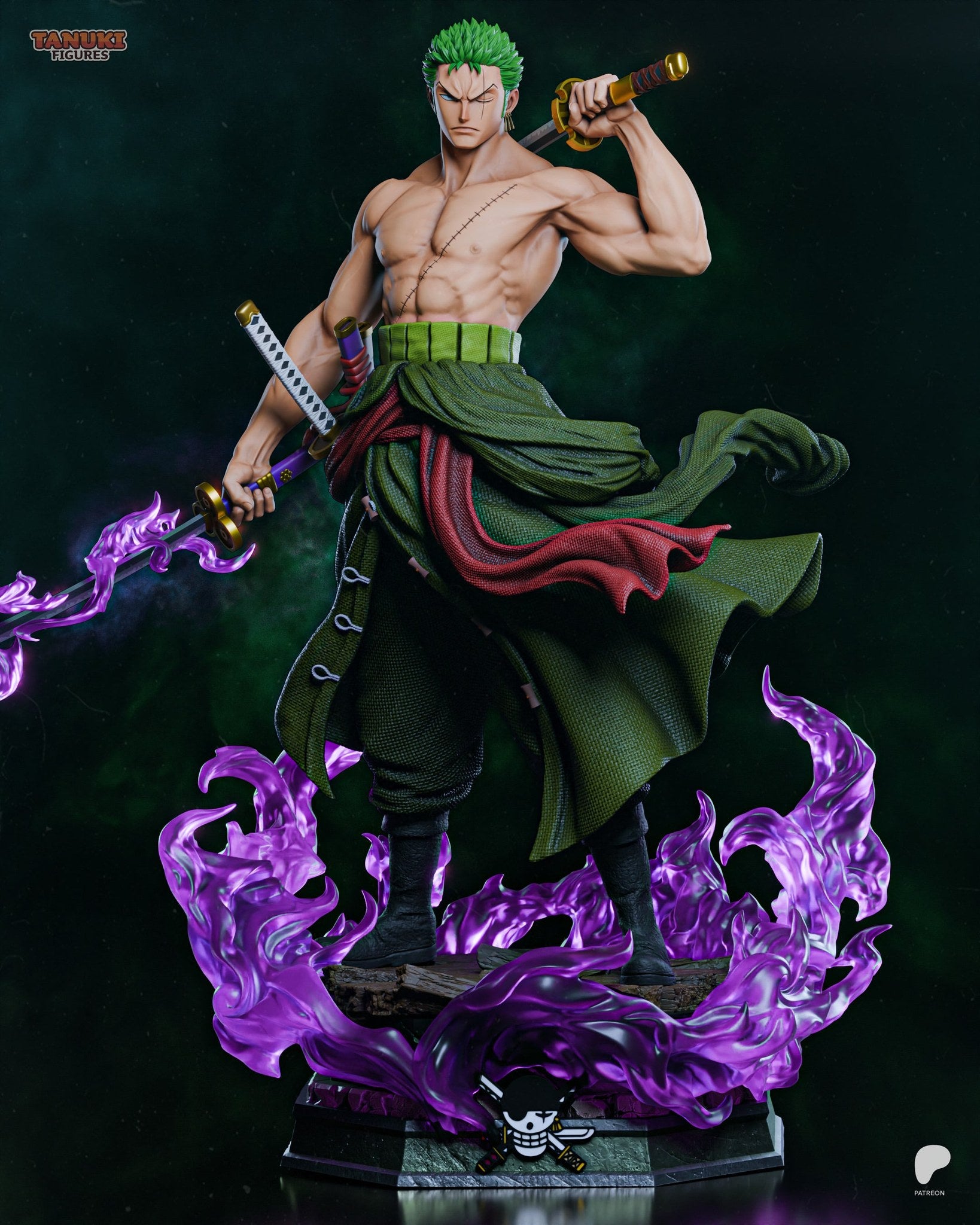 Roronoa Zoro (One Piece) resin figure by Tanuki Figures — studio render 1