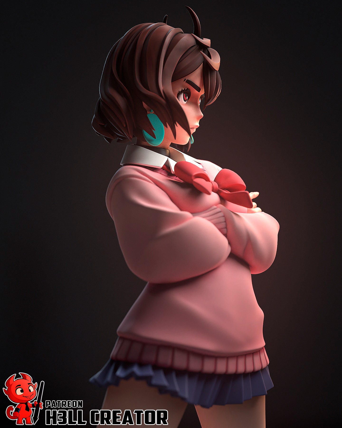 Momo Ayase (Dandadan) resin figure by h3LLcreator — studio render 9