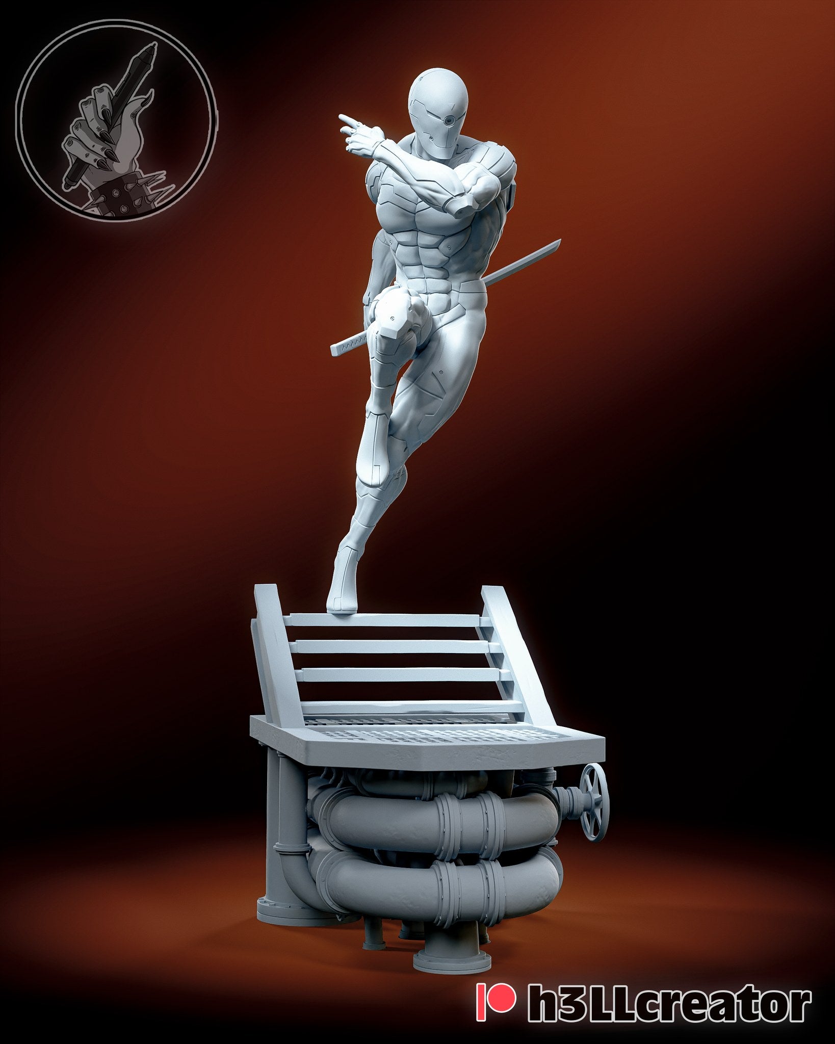 Gray Fox (Metal Gear Solid) resin figure by h3LLcreator — studio render 7