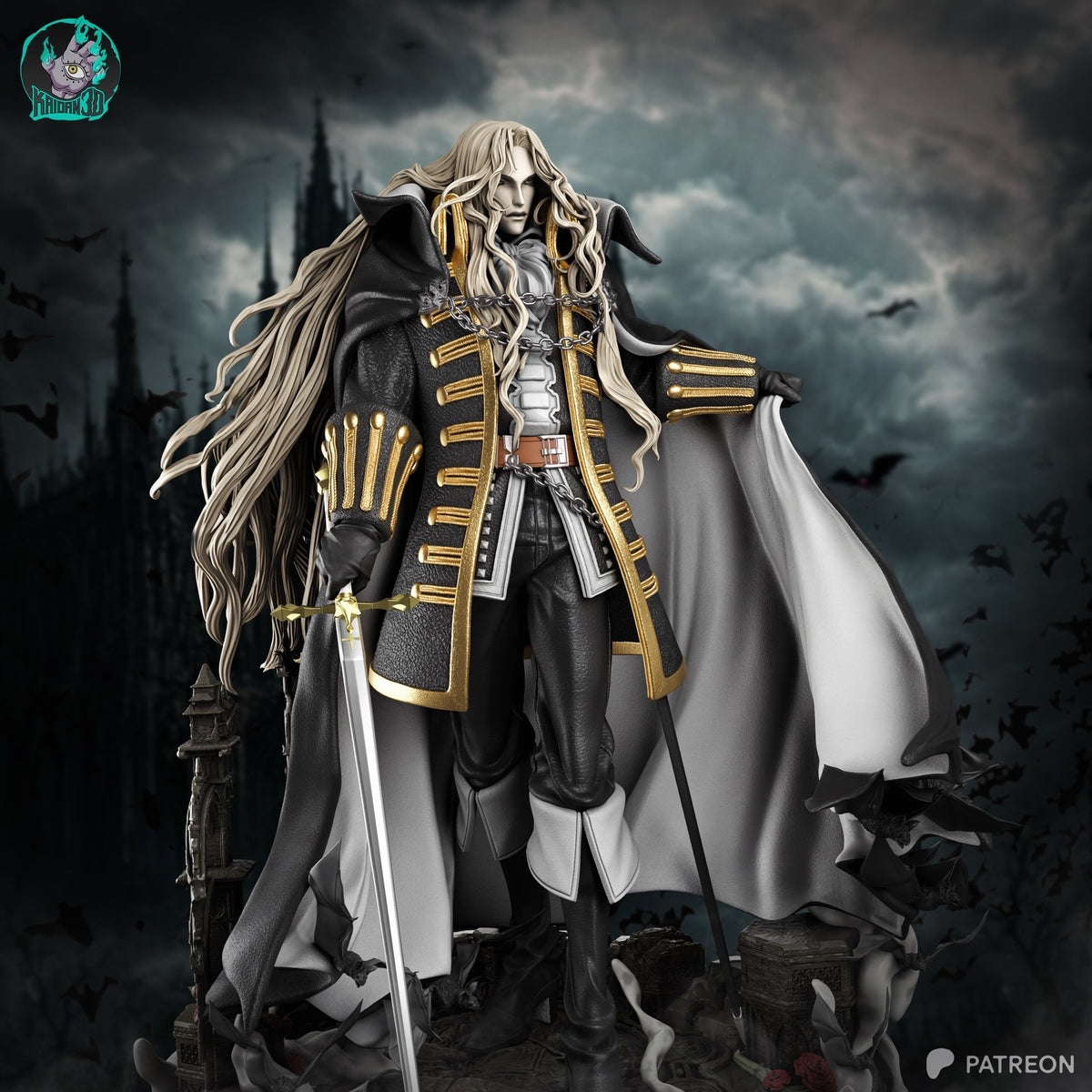 Alucard (Castlevania) resin figure by Kaidan 3D — studio render 4