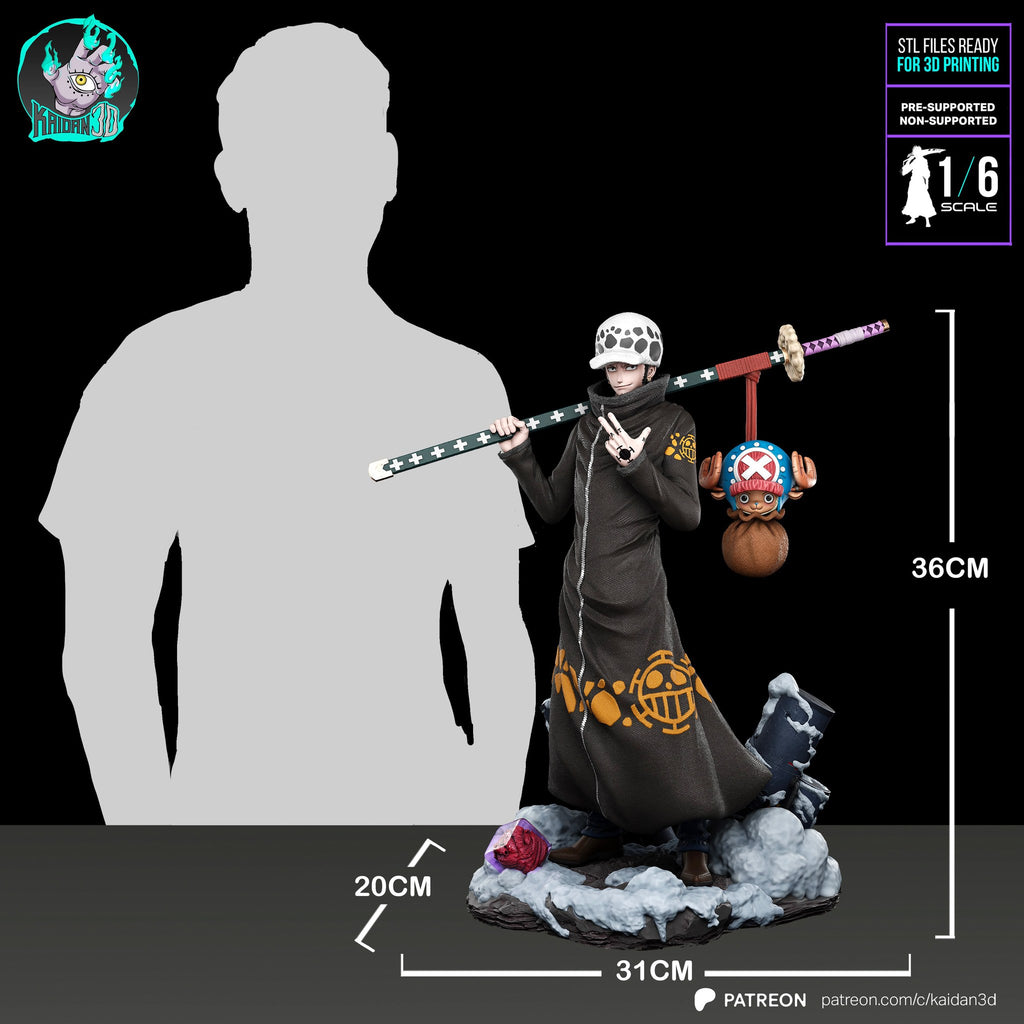 Trafalgar Law and Chopper (One Piece) resin figure by Kaidan 3D — studio render 7