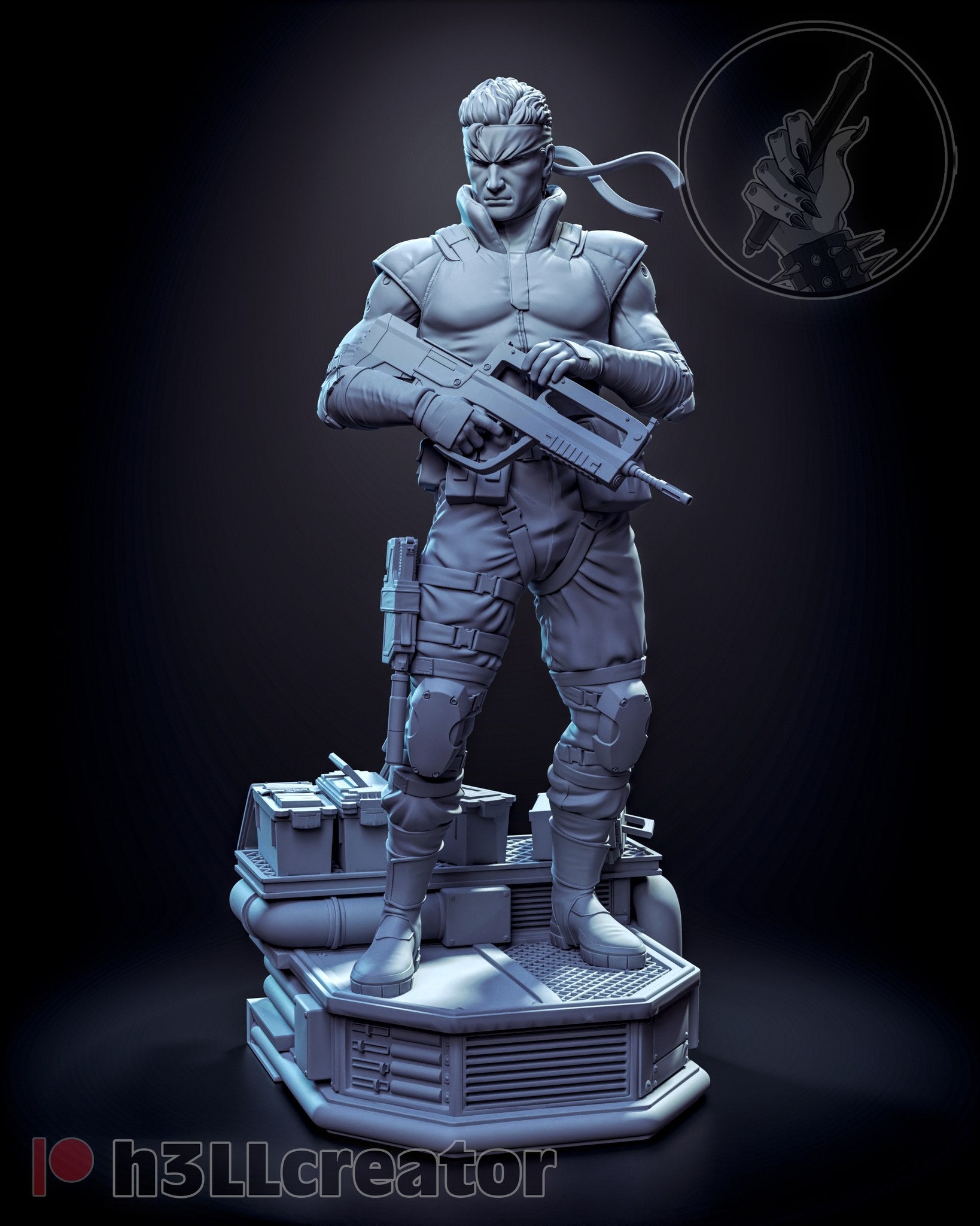 Solid Snake (Metal Gear Solid) resin figure by h3LLcreator — studio render 4