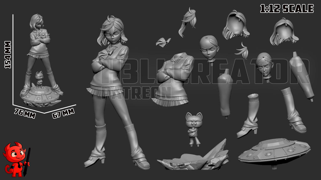 Momo Ayase (Dandadan) resin figure by h3LLcreator — studio render 11