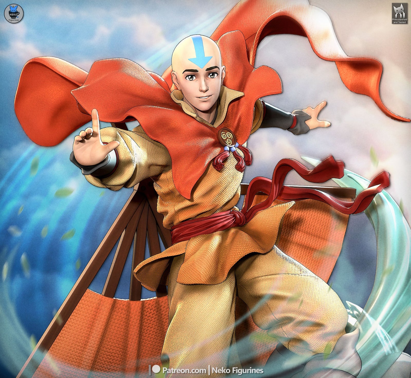 Aang (Avatar The Last Airbender) resin figure by Neko Figurines — studio render 1