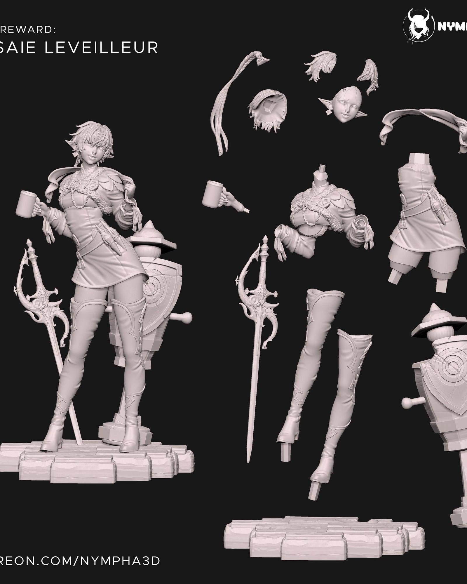 Alisaie Leveilleur (Final Fantasy) resin figure by Nympha — studio render 3