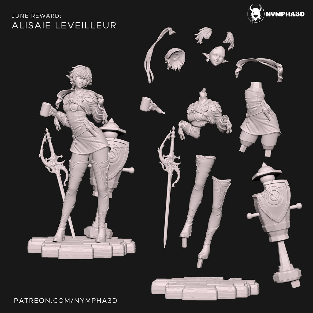 Alisaie Leveilleur (Final Fantasy) resin figure by Nympha — studio render 3