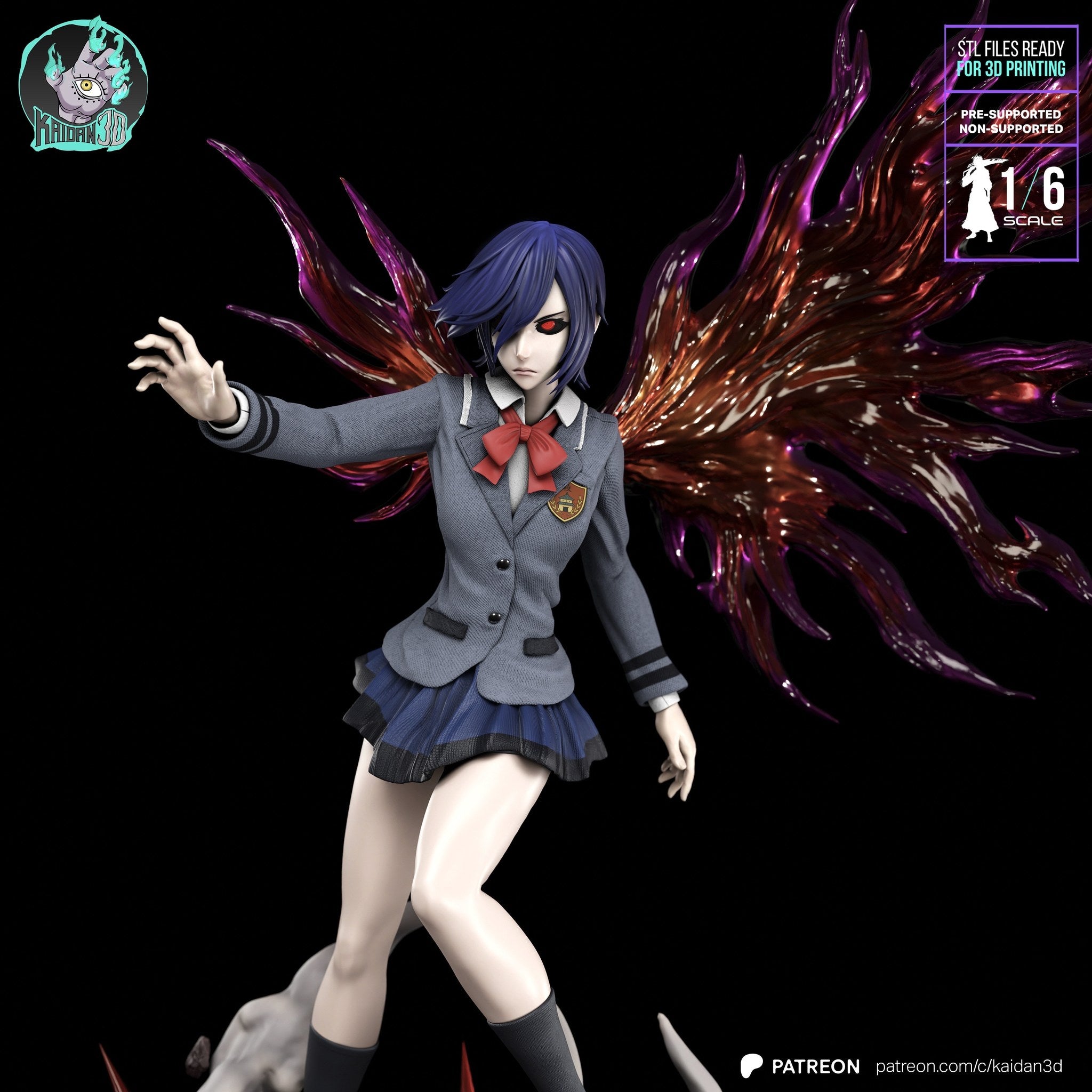Touka Kirishima (Tokyo Ghoul) resin figure by Kaidan 3D — studio render 4