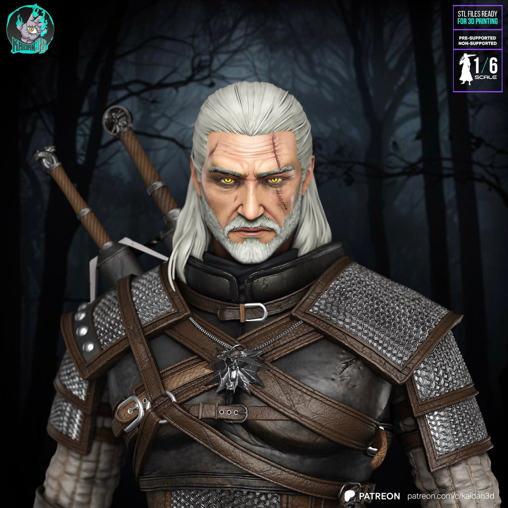 Geralt of Rivia (The Witcher) resin figure by Kaidan 3D — studio render 1