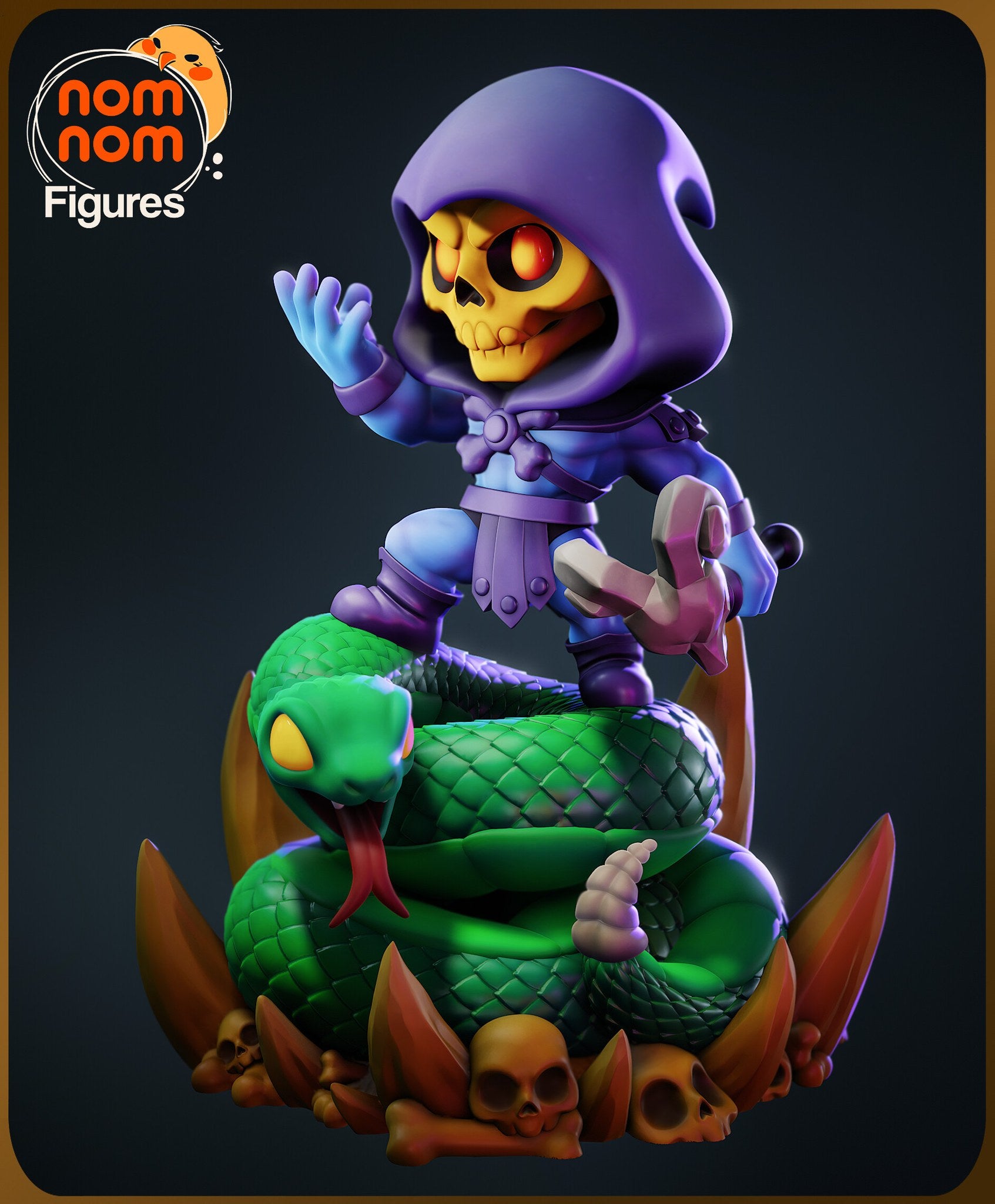 Skeletor He-Man Chibi resin figure by NomNom Figures — studio preview 2