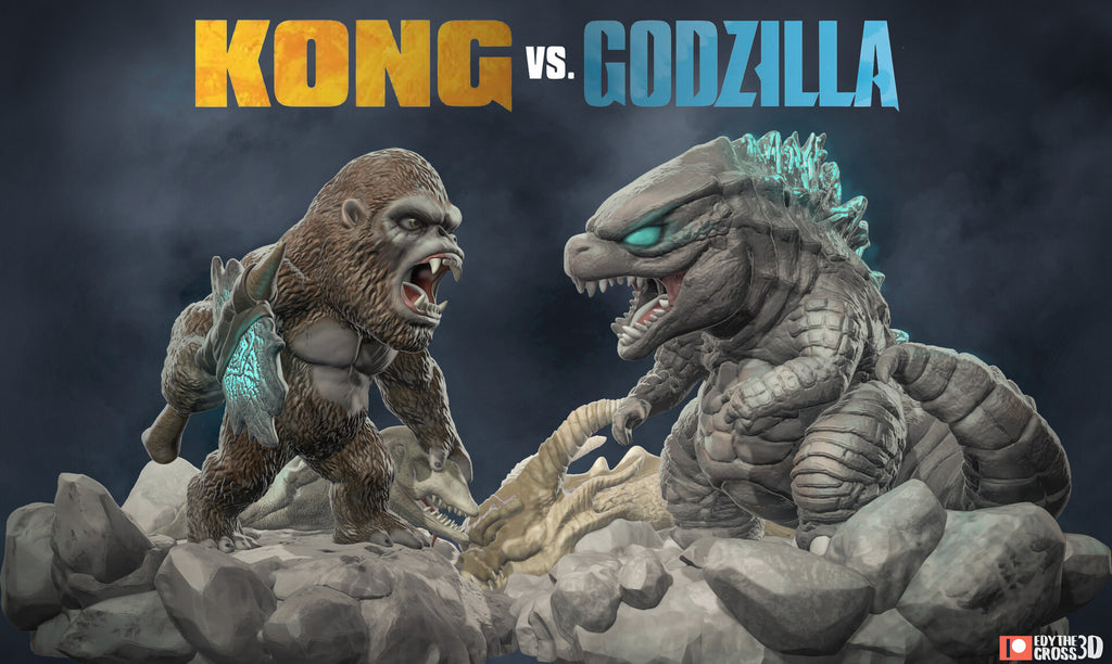 Kong and Godzilla resin figure by NomNom Figures — studio preview 1