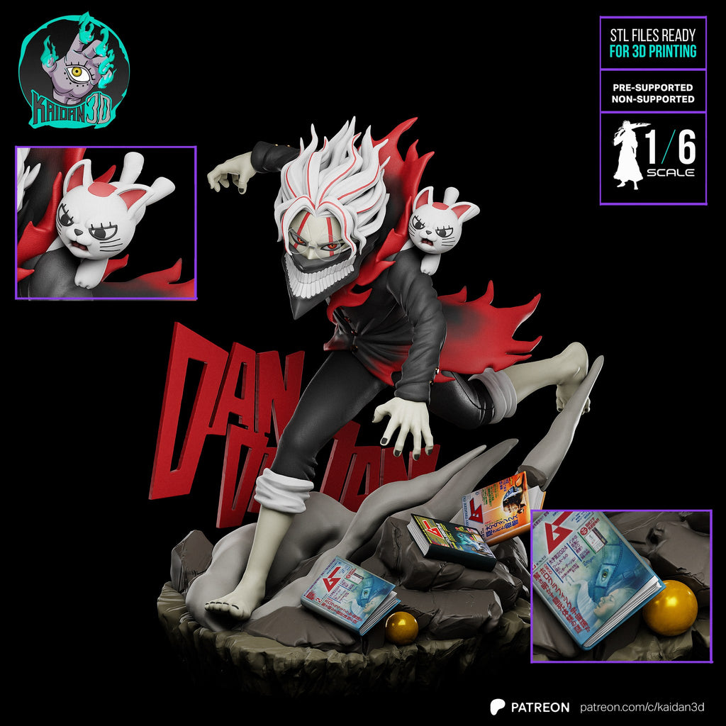 Okarun (Dandadan) resin figure by Kaidan 3D — studio render 2
