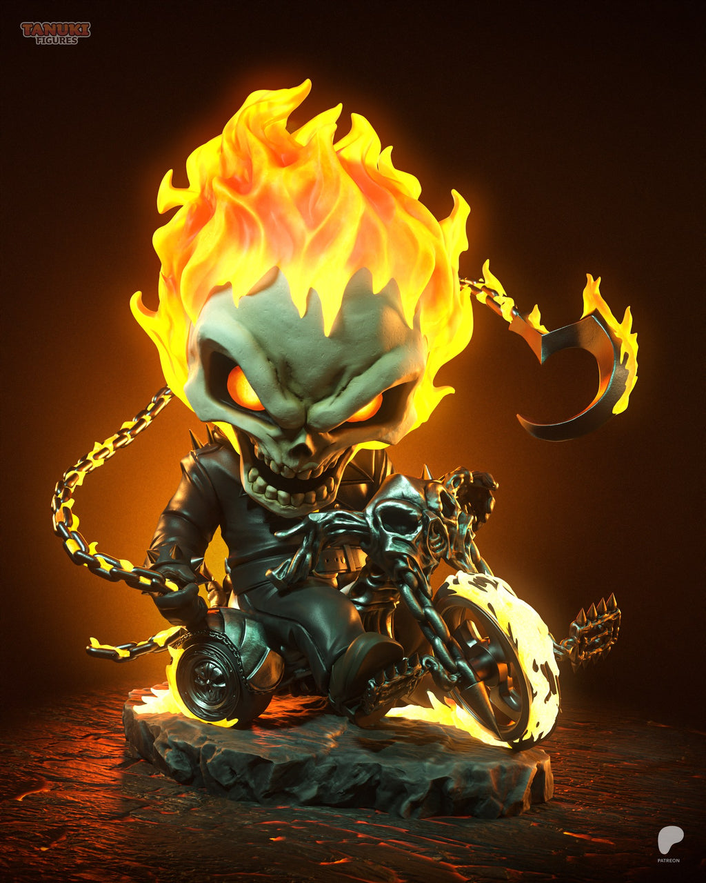 Ghost Rider (Marvel) resin figure by Tanuki Figures — studio render 1