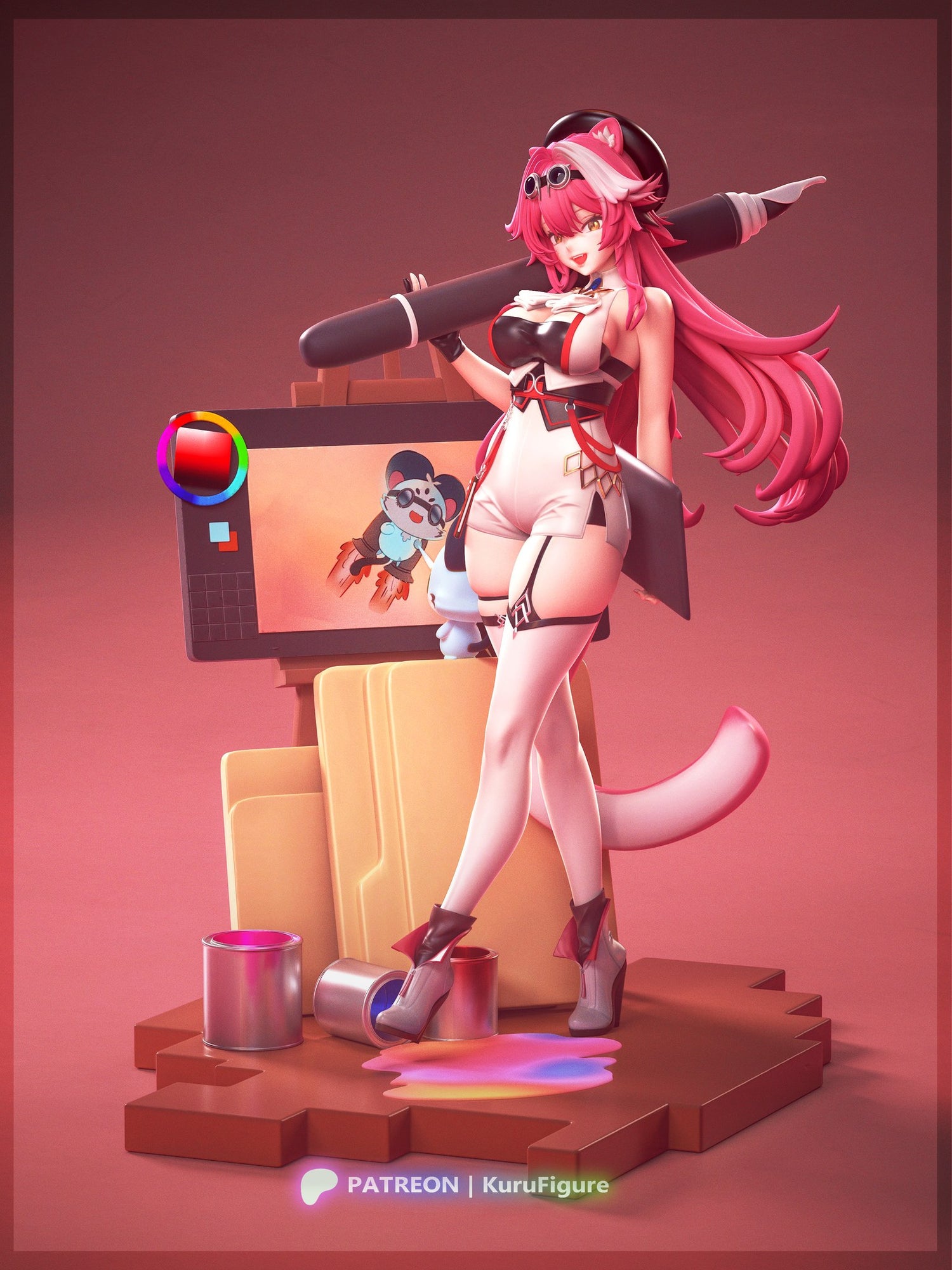 Raora Panthera (Hololive) resin figure by Kuru Figures — studio render 3
