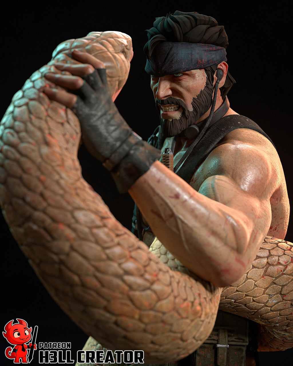 Big Boss (Metal Gear Solid) resin figure by h3LLcreator — studio render 6
