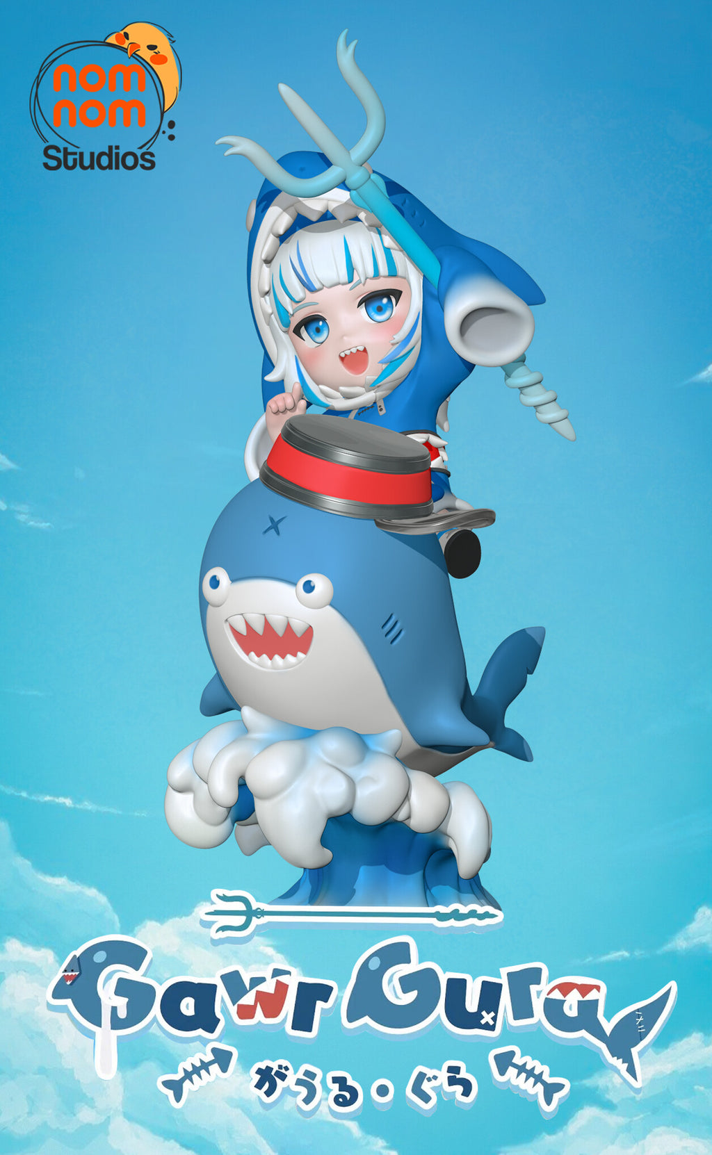 Gawr Gura Hololive resin figure by NomNom Figures — studio preview 1